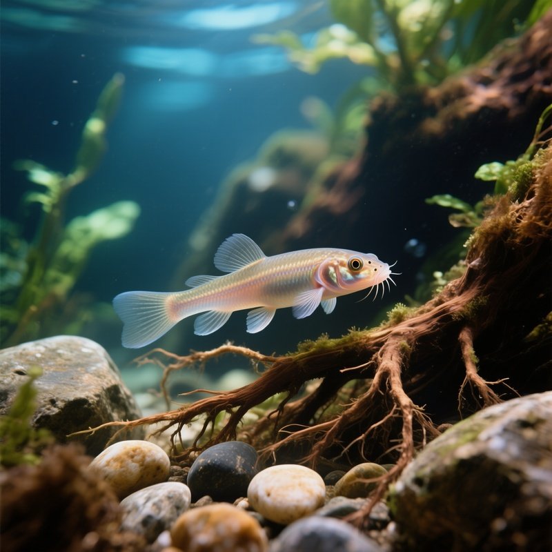 A Loach Weaving Between Pebbles And Roots