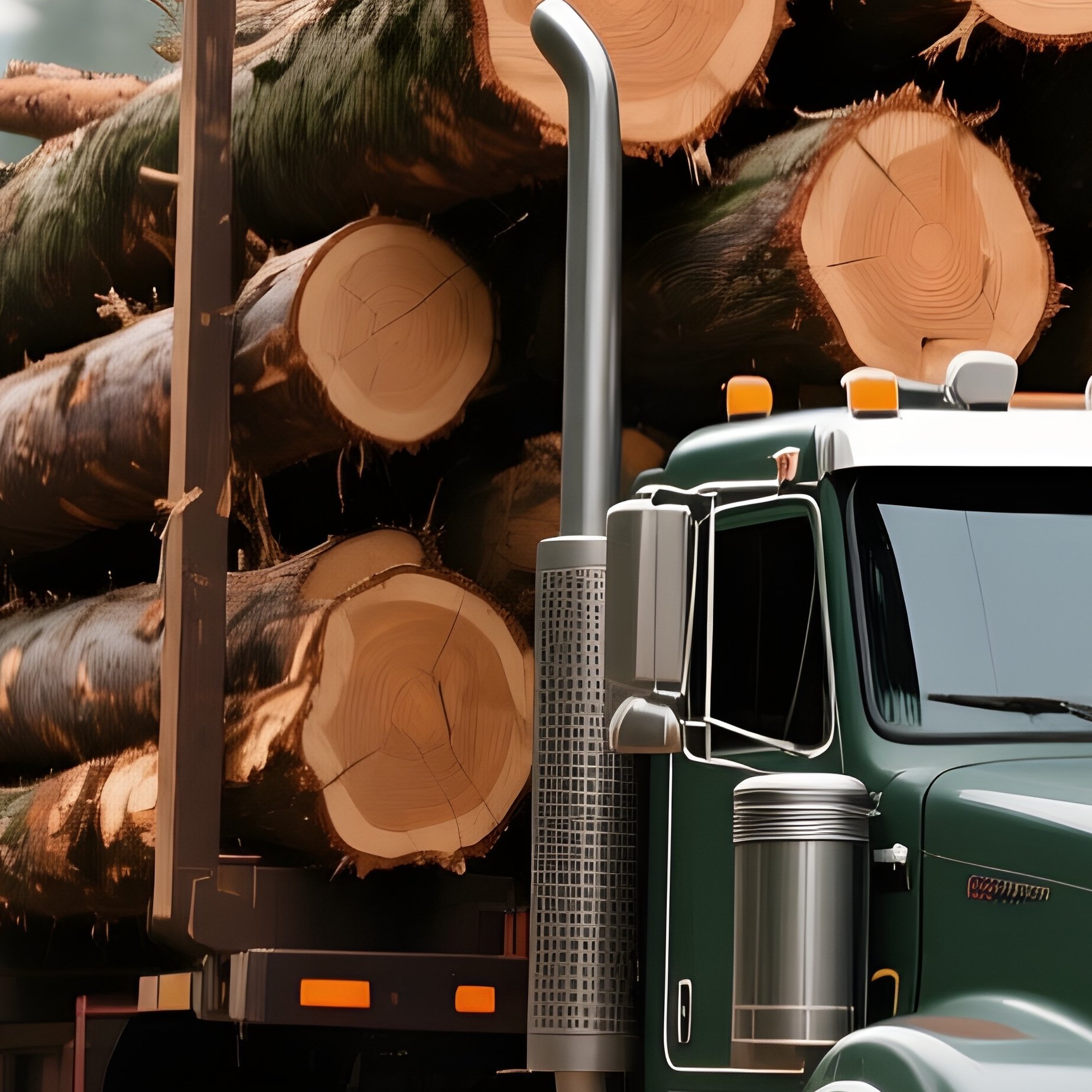 A Logging Truck Hauling Freshly Cut Timber Along A Rural Forest Road - Full Resolution Quality Preview