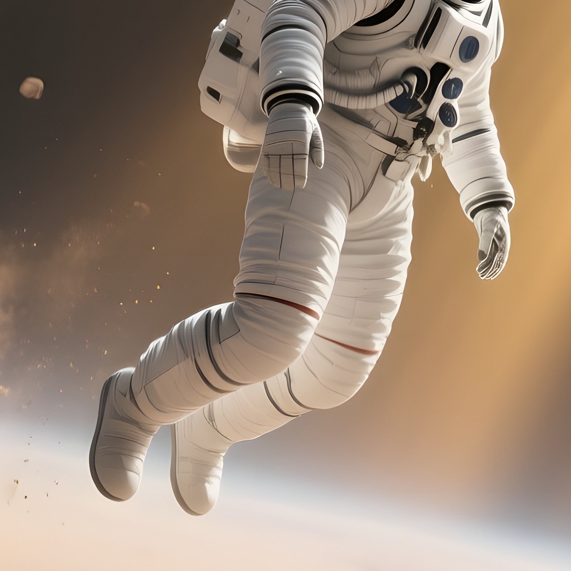 A Lone Astronaut In A Sleek White Spacesuit Floats Weightlessly Above A Glittering Asteroid Belt, - Full Resolution Quality Preview