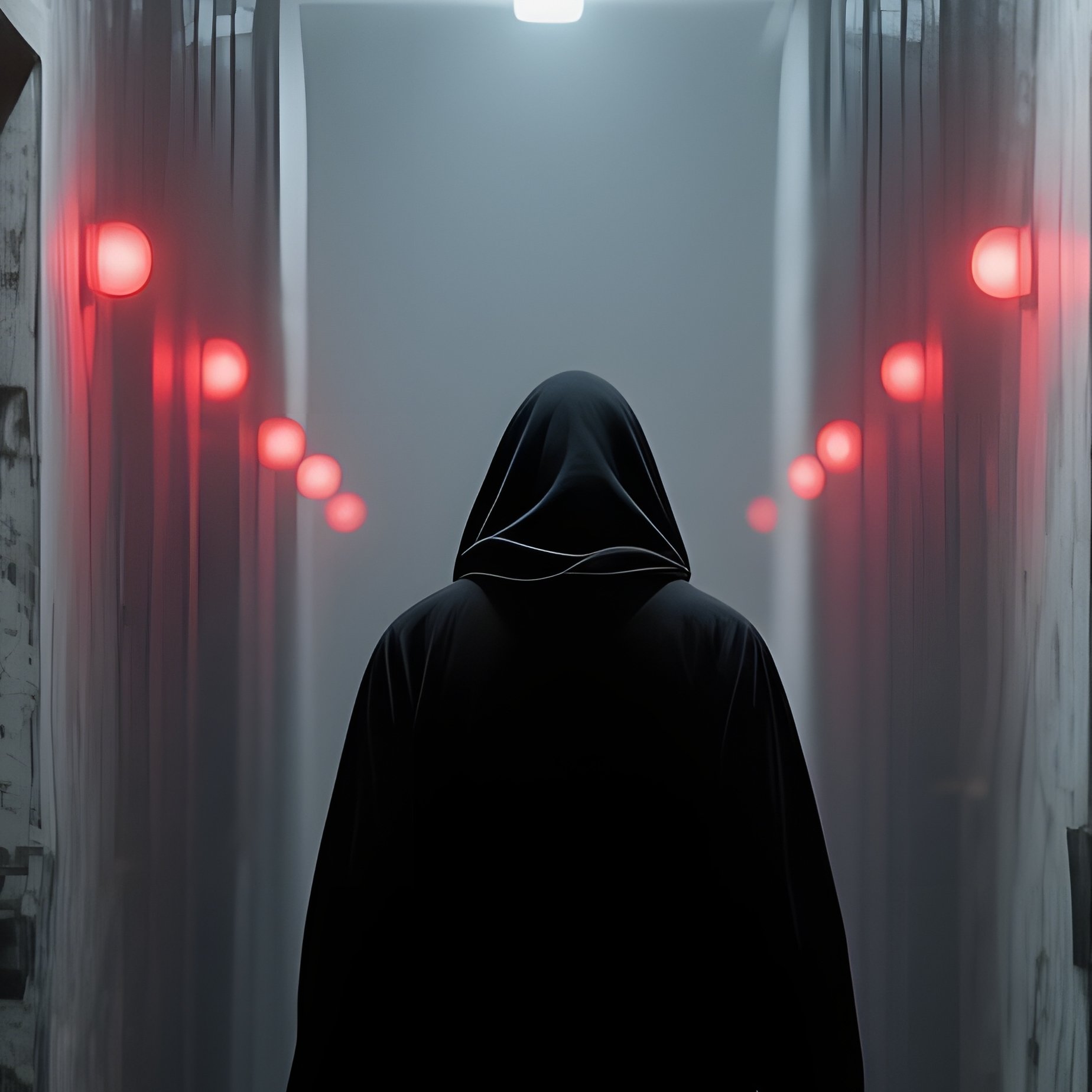 A Lone Figure Walking Down A Dimly Lit Corridor Corridor Mystery - Full Resolution Quality Preview