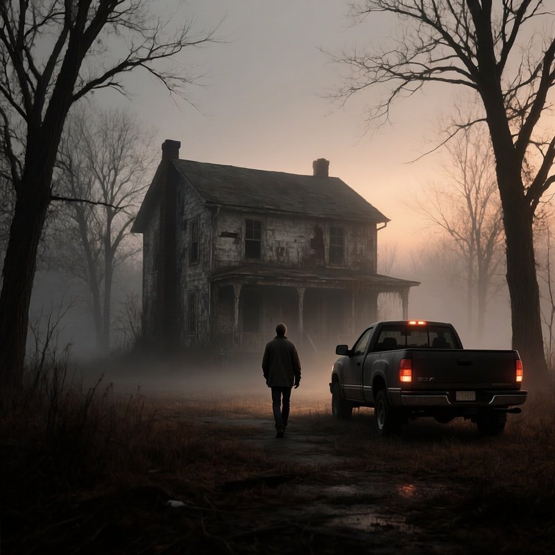 A Lone Figure Walking Towards An Old House Loneliness Abandoned