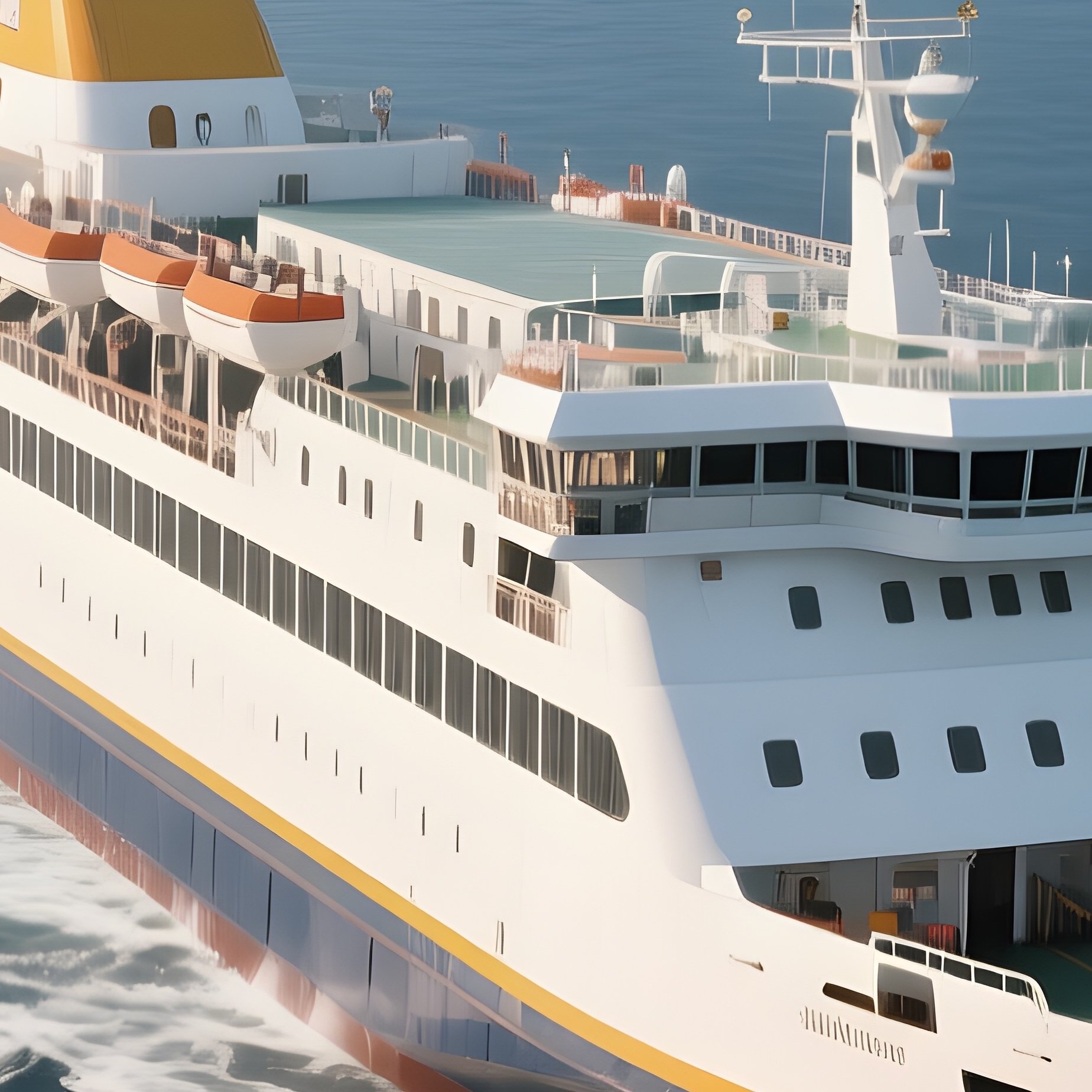 A Long Distance Ocean Ferry Leaving Deep Open Water - Full Resolution Quality Preview