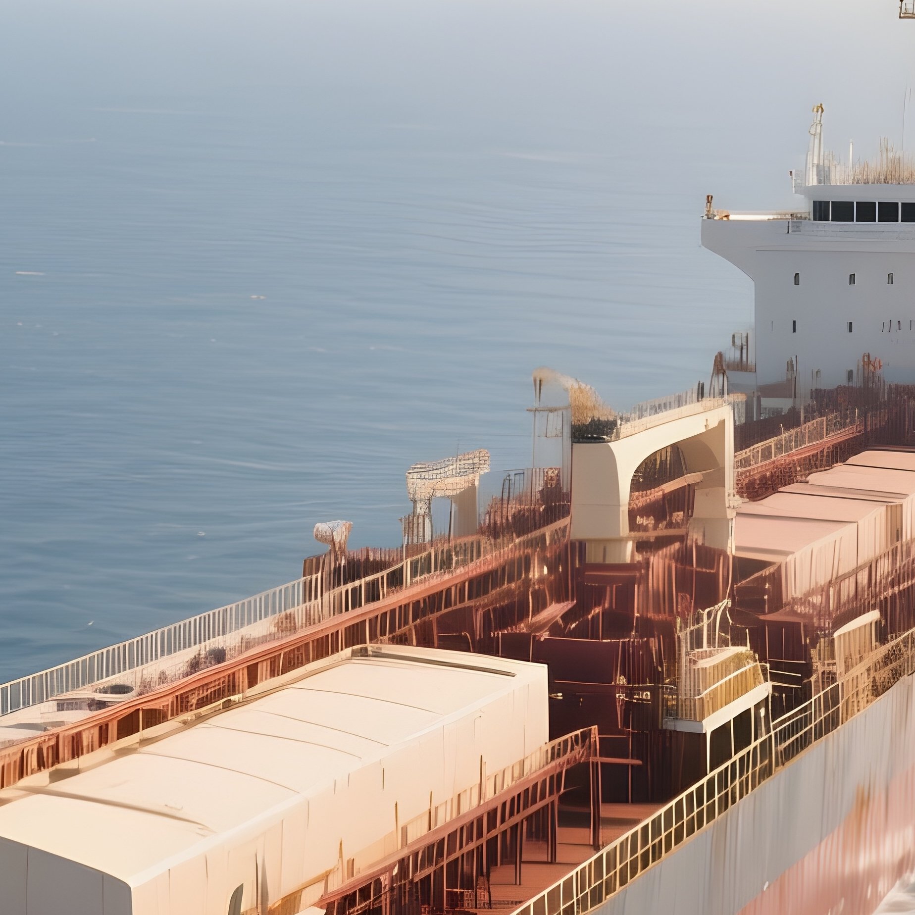 A Long Distance Tanker Crossing Vast Open Ocean Under Sunlight - Full Resolution Quality Preview