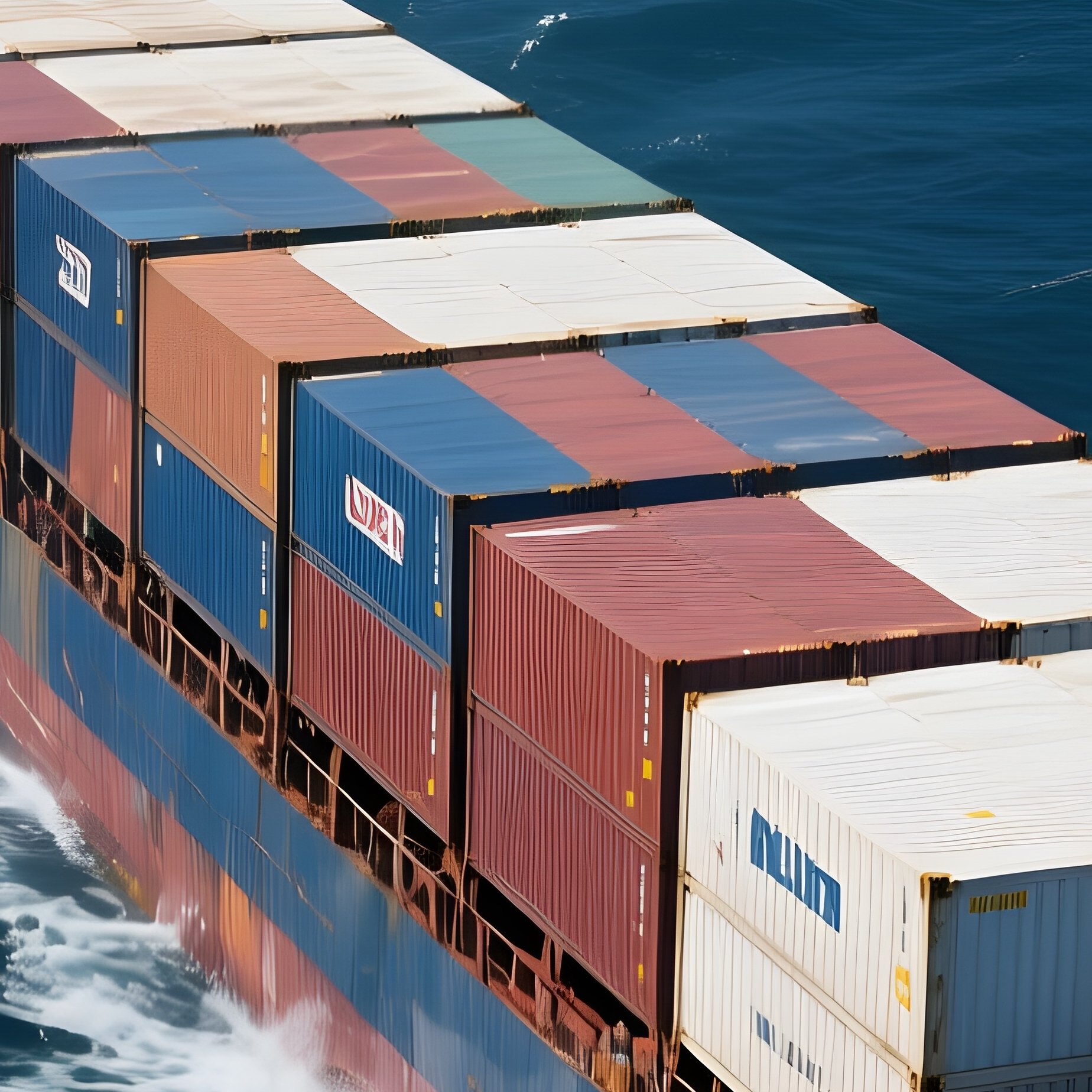 A Long Haul Cargo Ship Cutting Through Dark Blue Endless Sea - Full Resolution Quality Preview