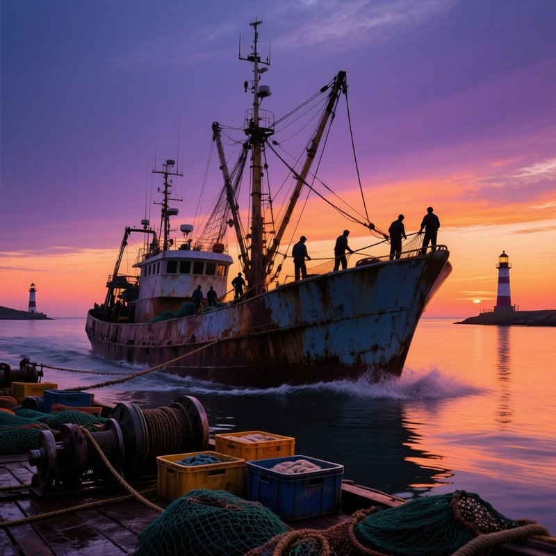 A Long Haul Fishing Boat Returning From Deepwater Grounds