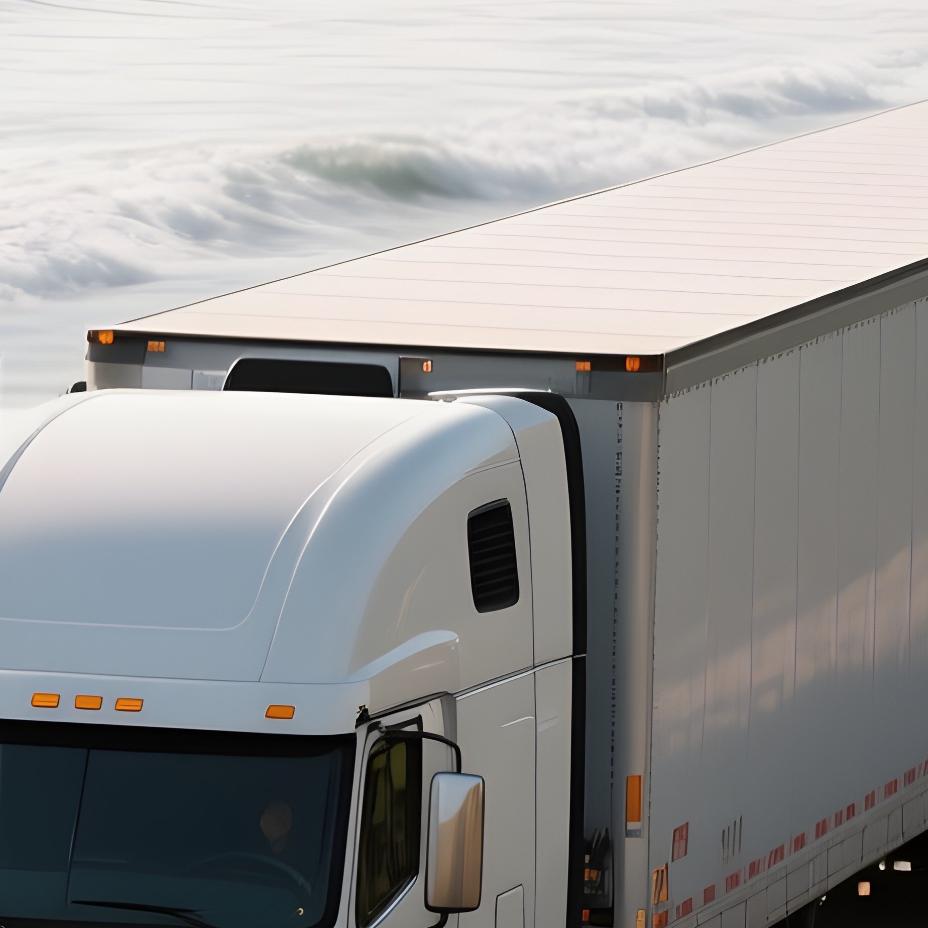 A Long Haul Truck Cruising Along A Coastal Highway With Waves In The Distance - Full Resolution Quality Preview
