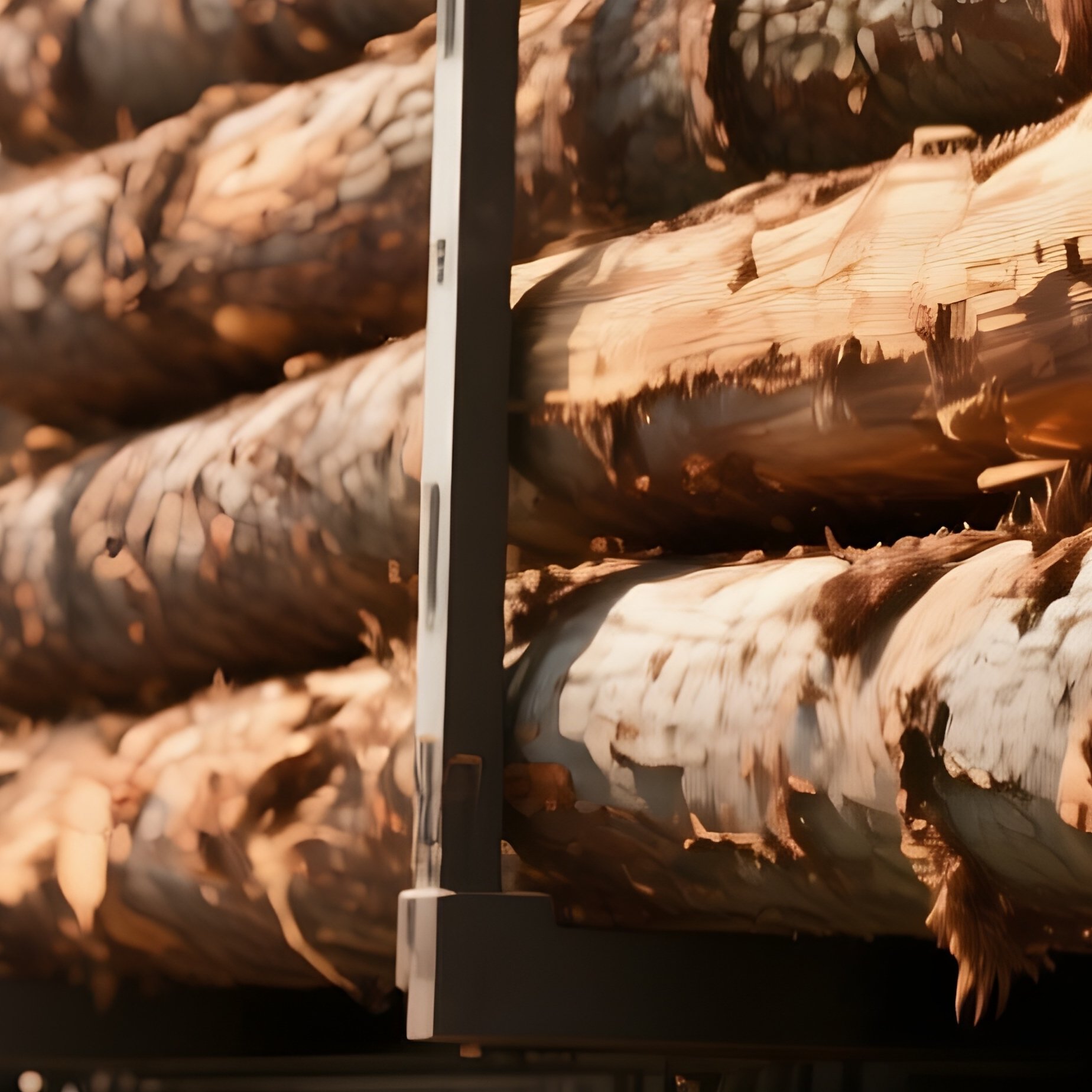 A Long Logging Semi Trailer Stacked With Timber Logs - Full Resolution Quality Preview