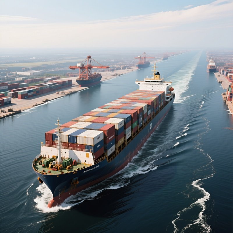 A Long Range Cargo Vessel Crossing Vast Trade Routes