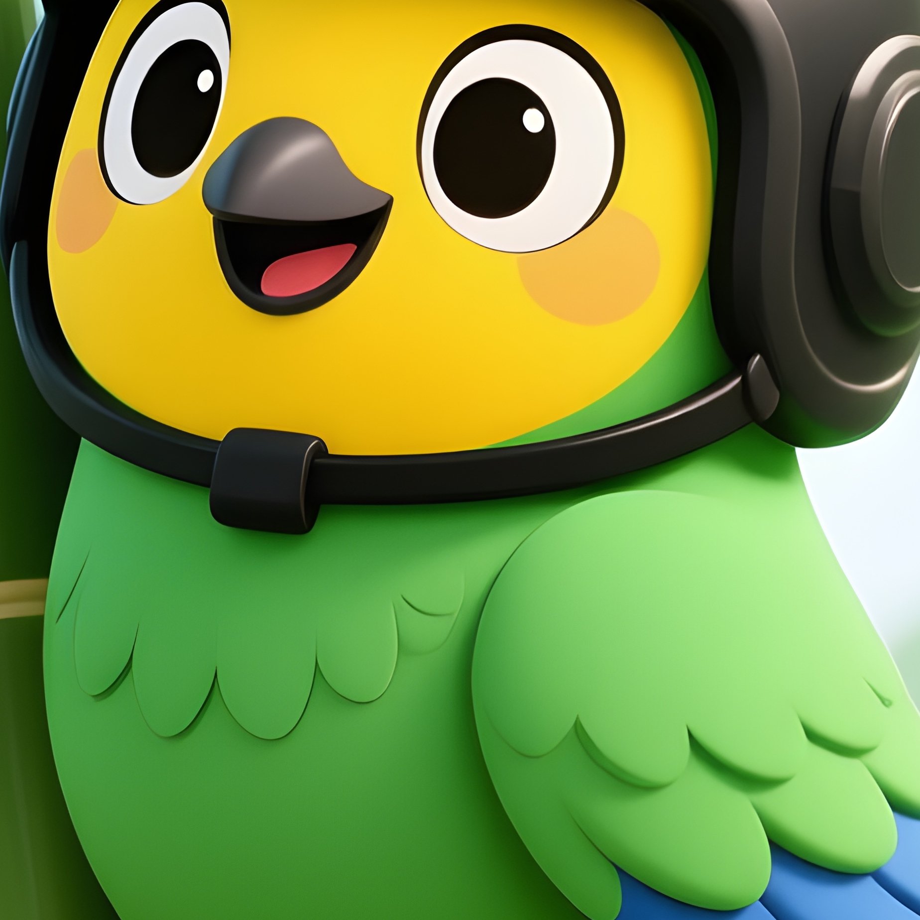 A Long Tailed Broadbill Cartoon Bird In Bamboo Grove - Full Resolution Quality Preview