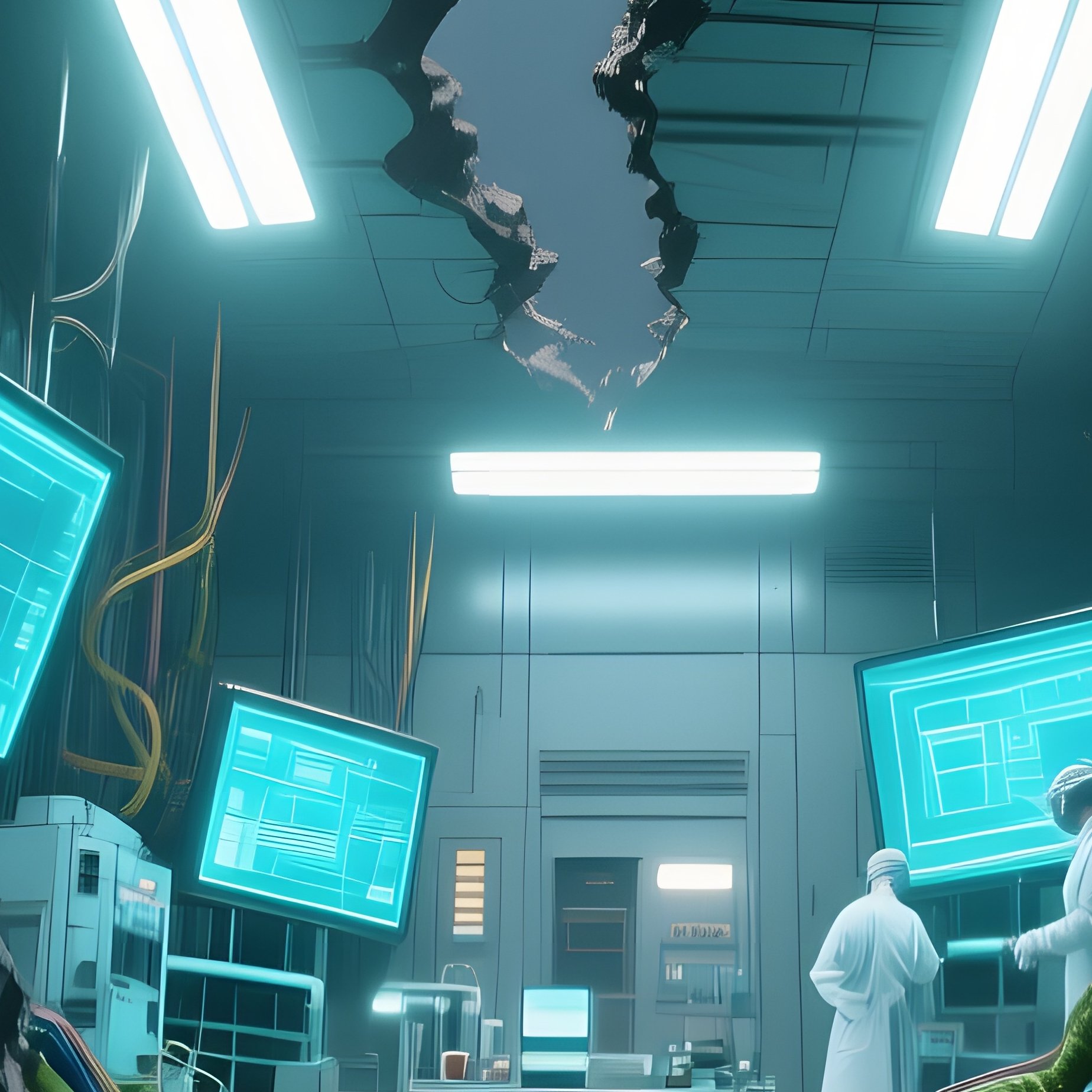 A Low‑Angle Shot Of A Massive Asteroid Split Open To Reveal A Hidden Laboratory Filled With Glowing - Full Resolution Quality Preview