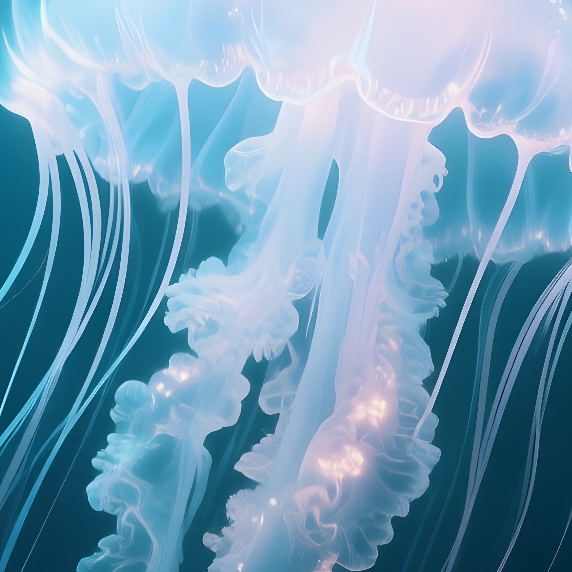 A Luminous Jelly Cloud Drifting Through Deep Abyssal Water. - Full Resolution Quality Preview
