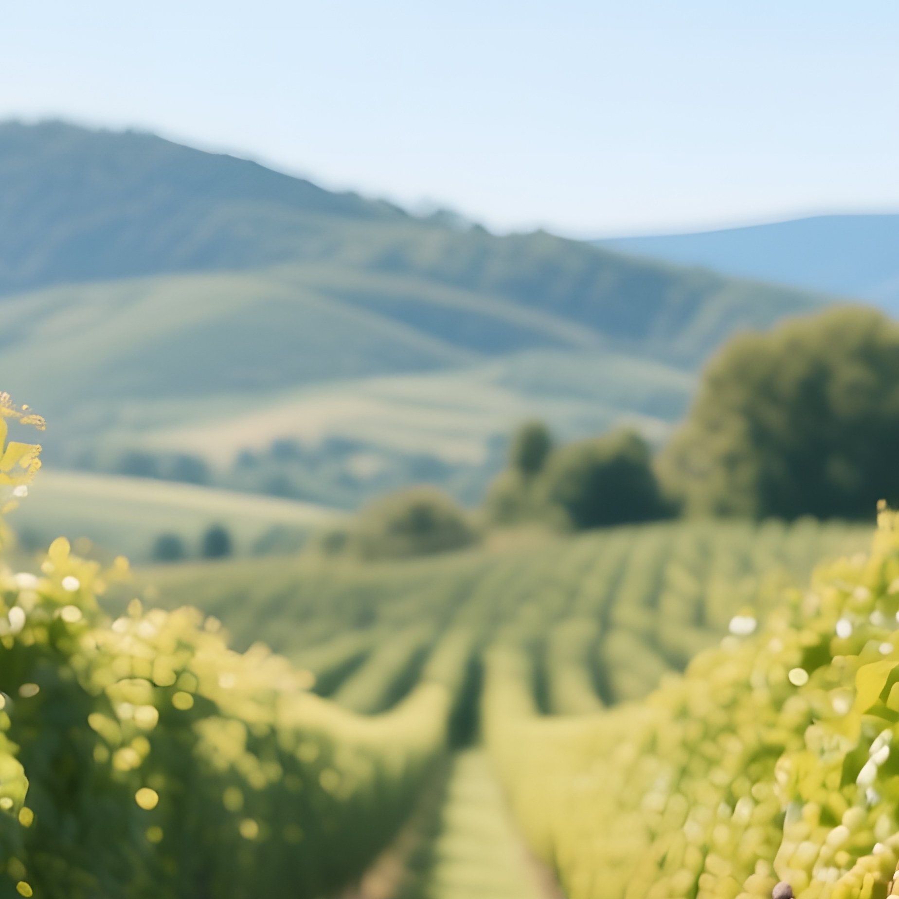 A Lush Vineyard In Midsummer, Rows Of Grapevines Heavy With Fruit, Sun Dappling Through Leaves, - Full Resolution Quality Preview