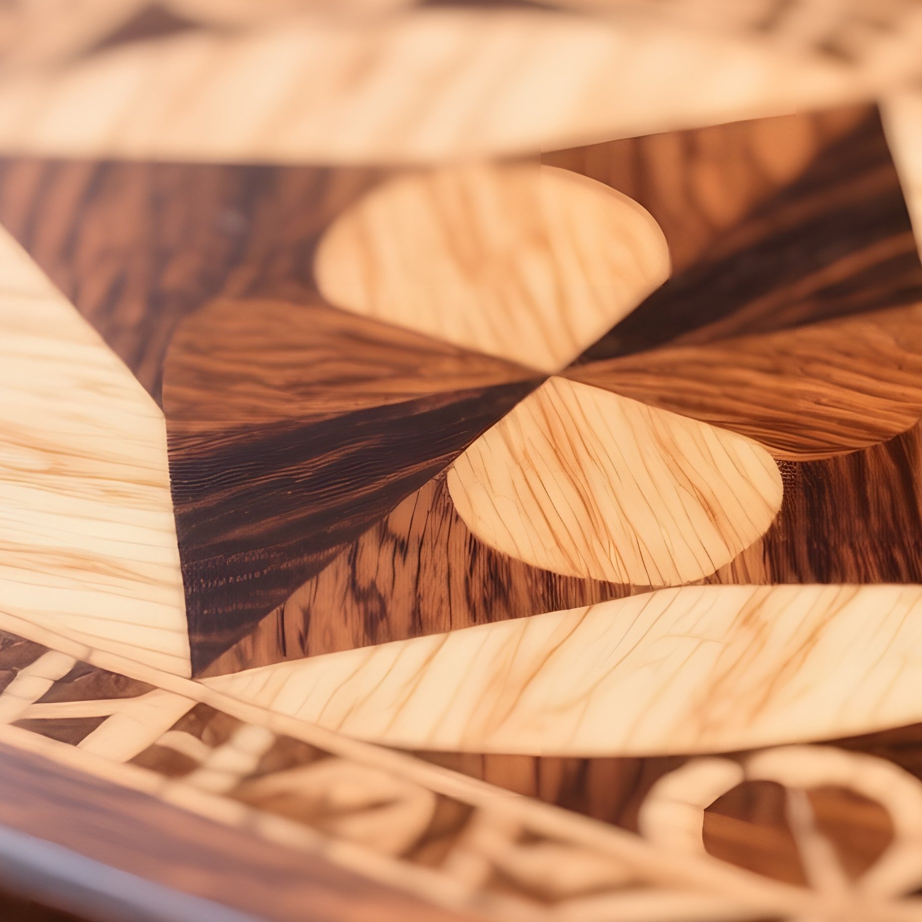A Macro Shot Of A Wooden Jewelry Box Lid, Intricate Marquetry Patterns Formed By Contrasting Walnut - Full Resolution Quality Preview