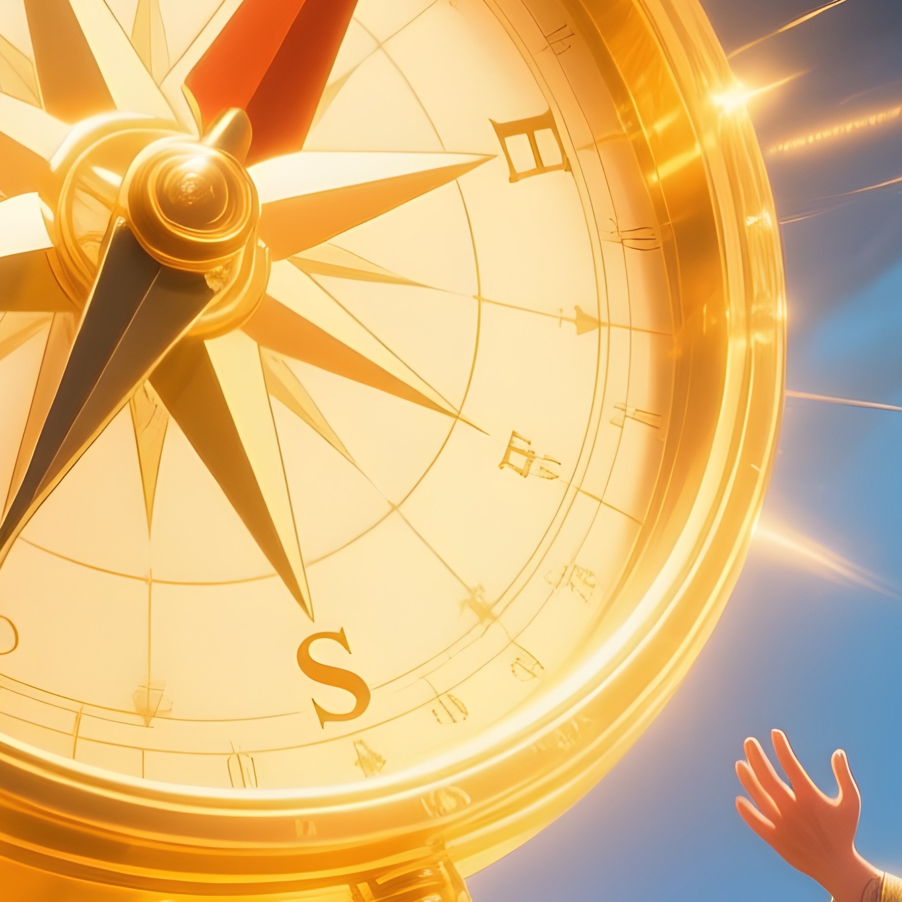 A Magical Golden Compass Pointing Toward Desire - Full Resolution Quality Preview
