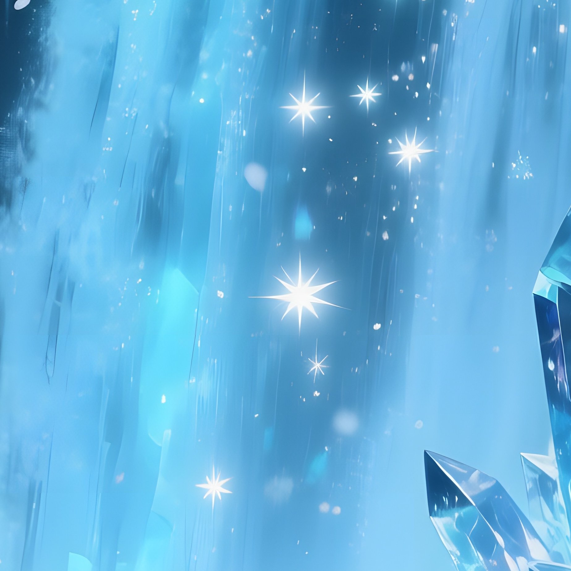 A Magical Winter Night Where A Frozen Waterfall Glows With Internal Ice Crystals Reflecting - Full Resolution Quality Preview