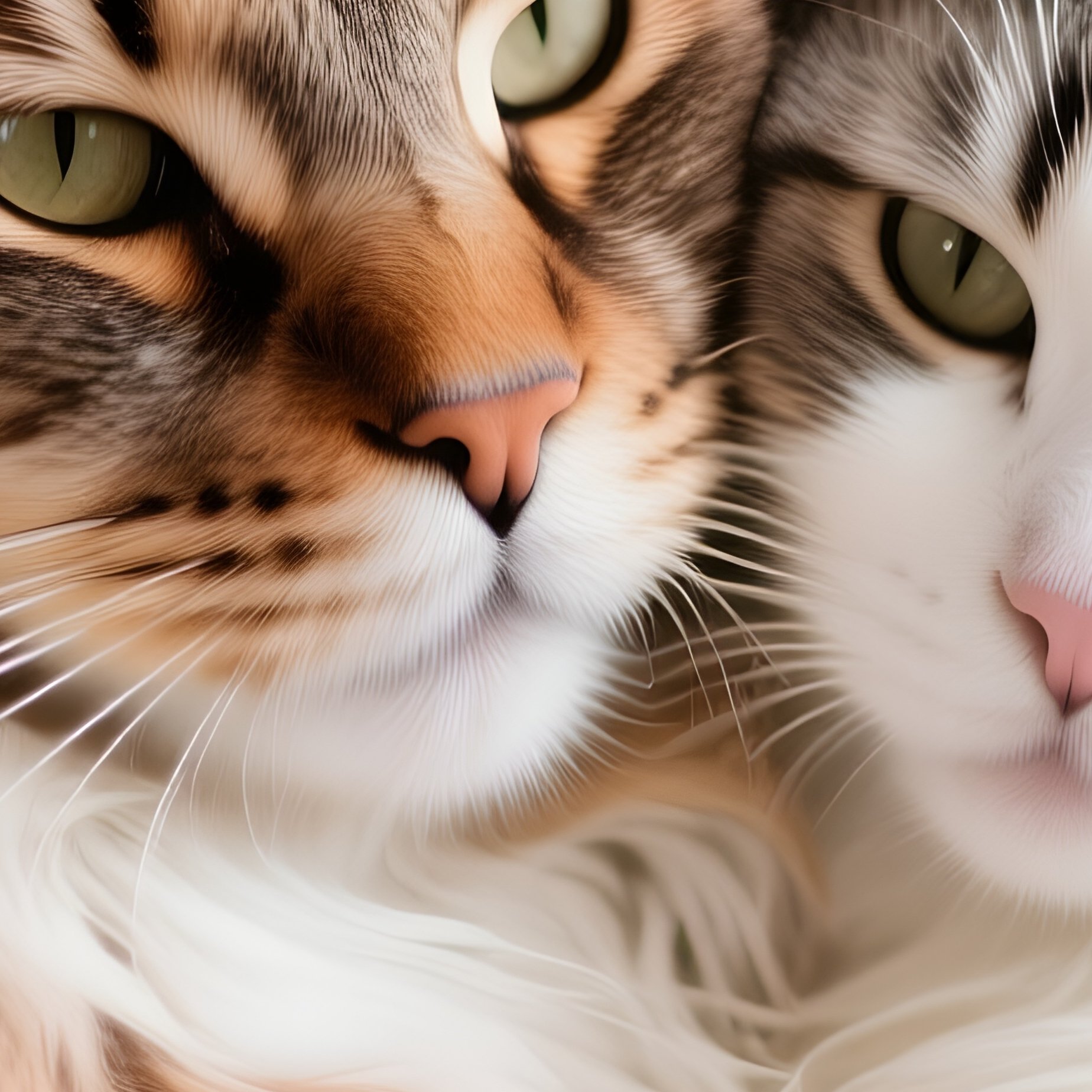 A Maine Coon Cat Cuddling With Another Cat - Full Resolution Quality Preview
