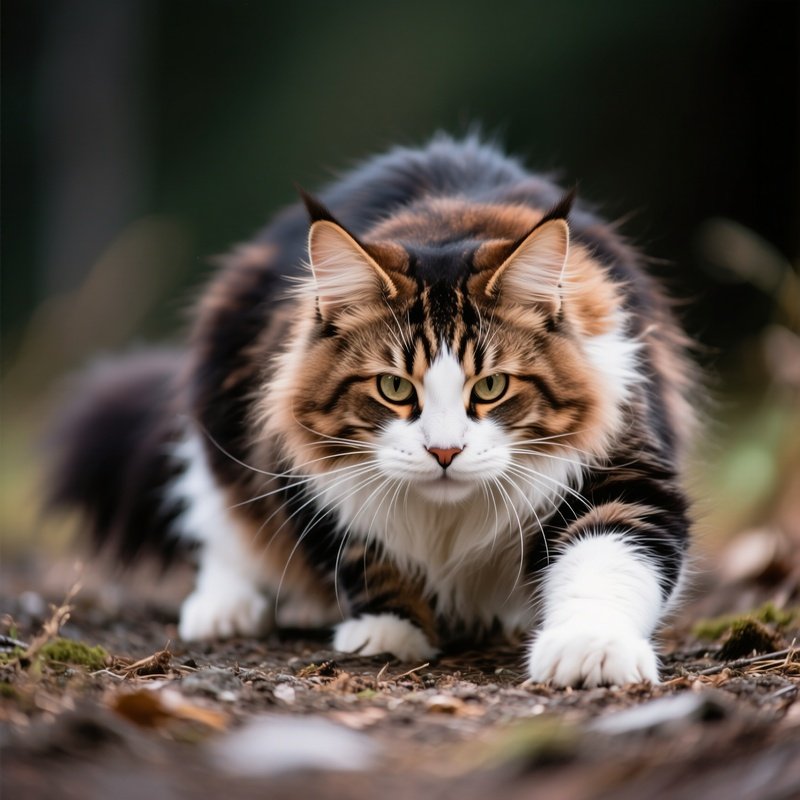 A Maine Coon Cat In Hunting Mode
