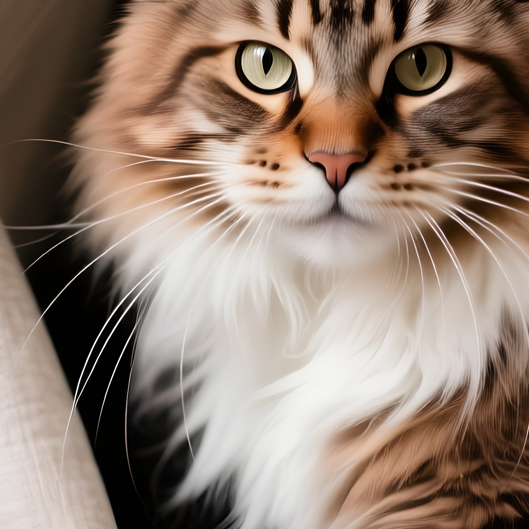 A Maine Coon Cat Sneaking Between Curtains - Full Resolution Quality Preview