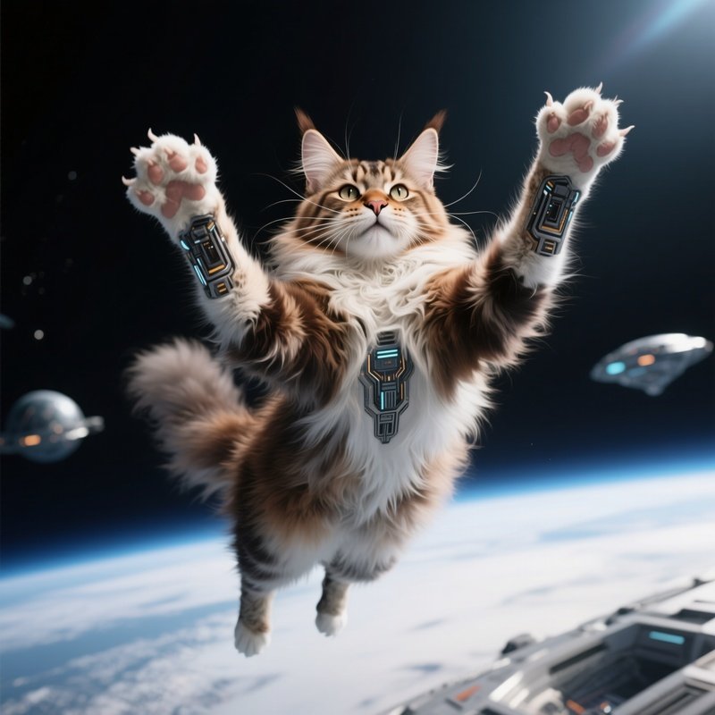 A Maine Coon Laying Down With Paws In The Air Science Fiction Story