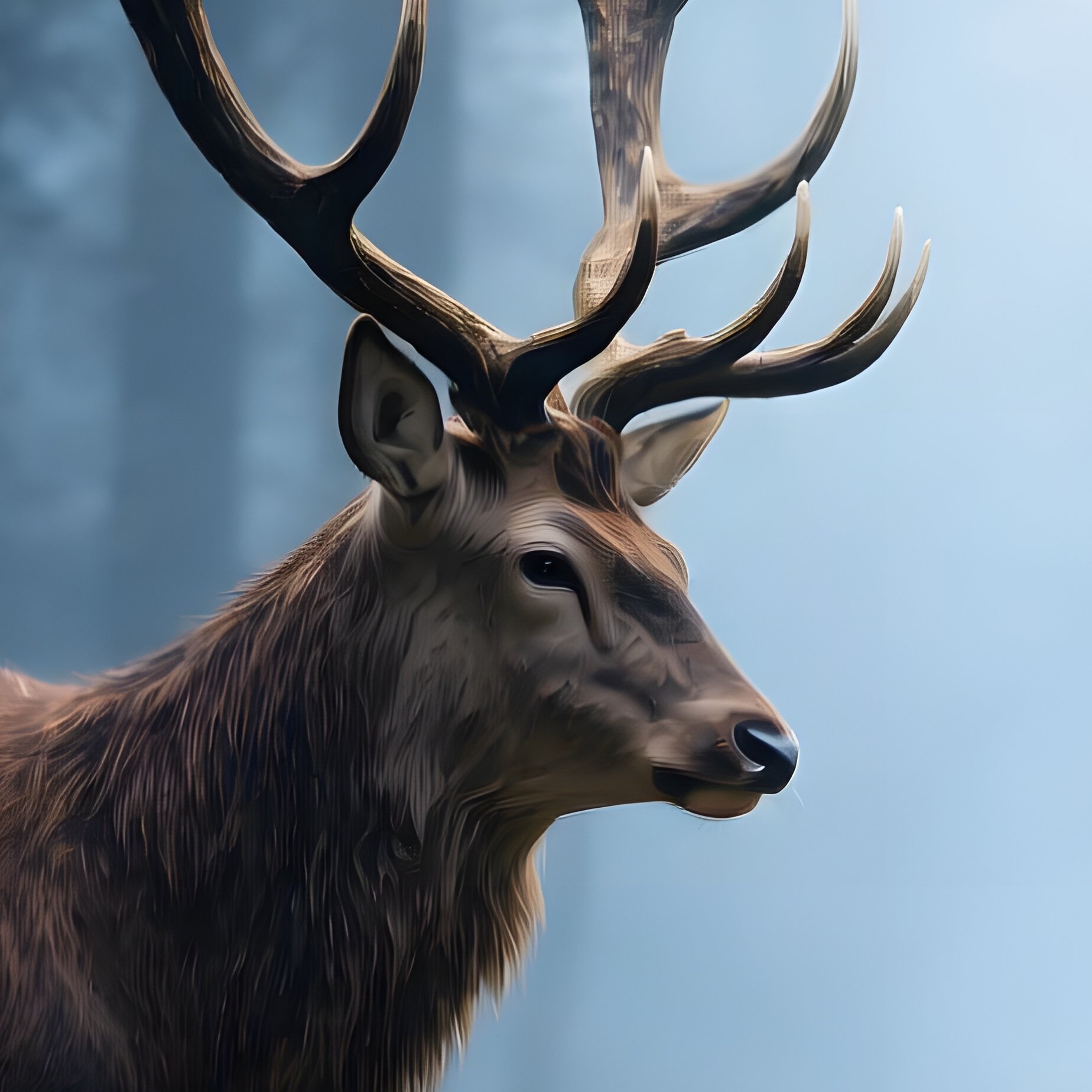 A Majestic Deer Facing A Small Child In A Forest Deer Child - Full Resolution Quality Preview