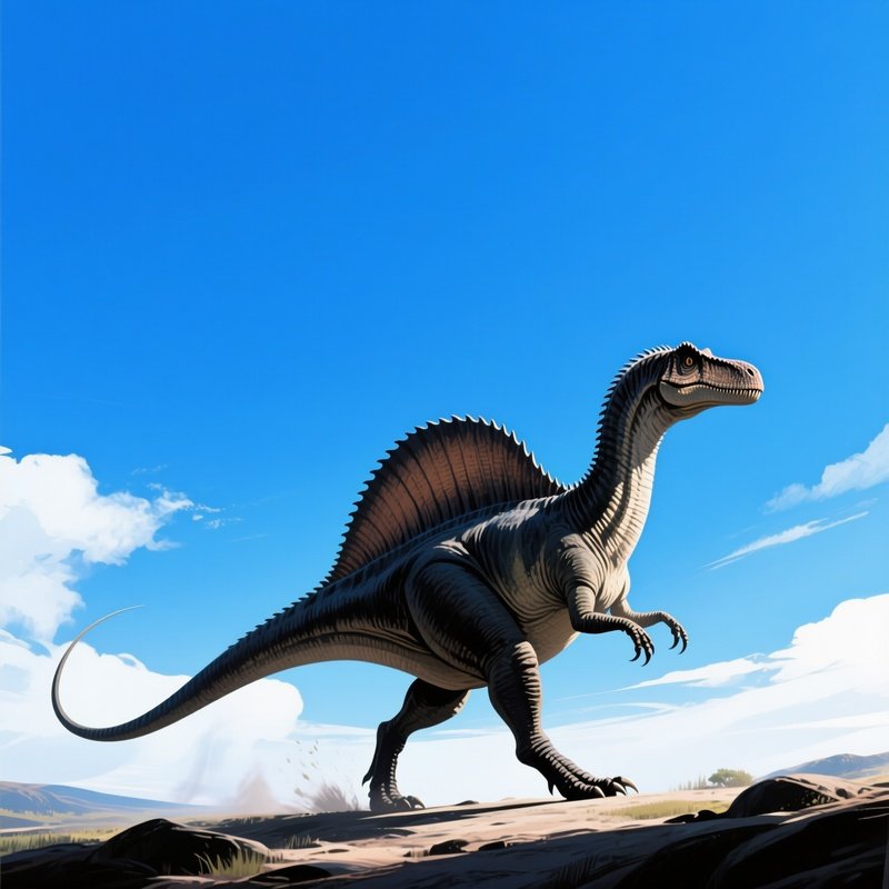 A Majestic Silhouette Of A Spinosaurus Dinosaur