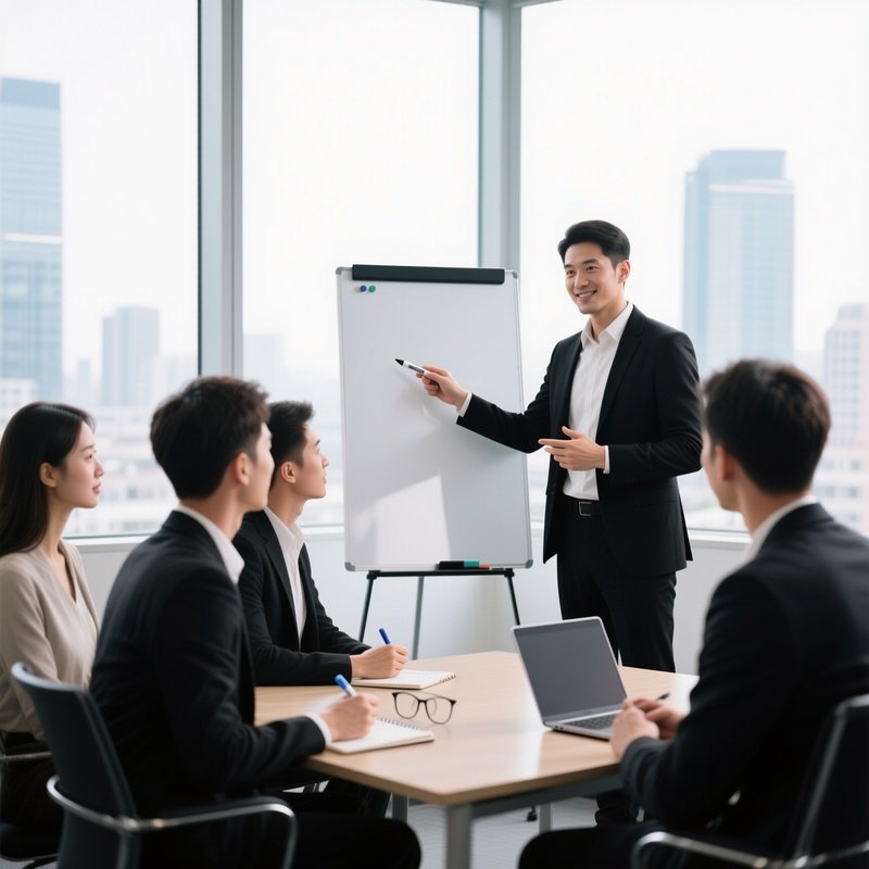 A Man Giving A Presentation In An Office Setting Business Meeting
