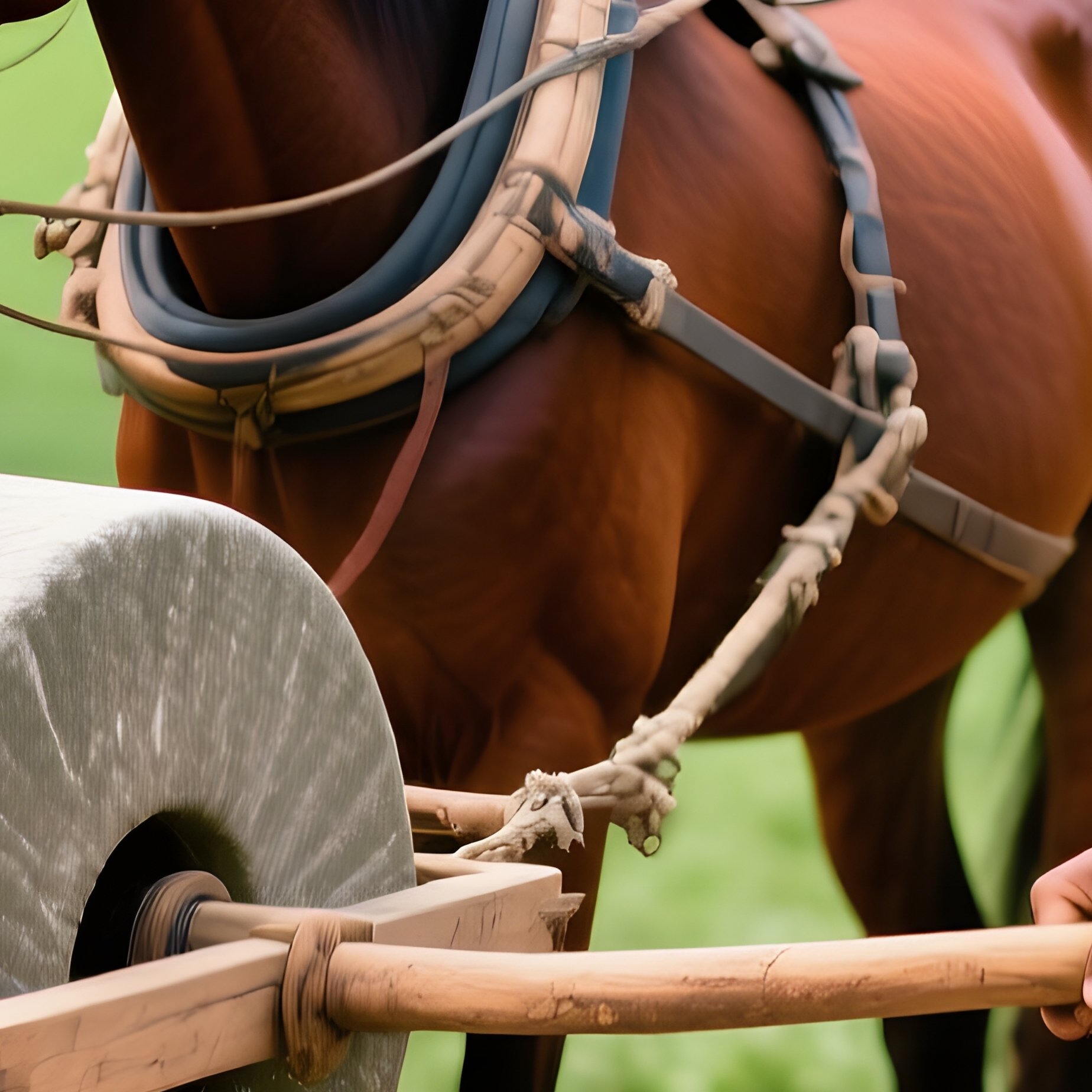 A Man Operating A Traditional Stone Mill Rural Life Traditional - Full Resolution Quality Preview