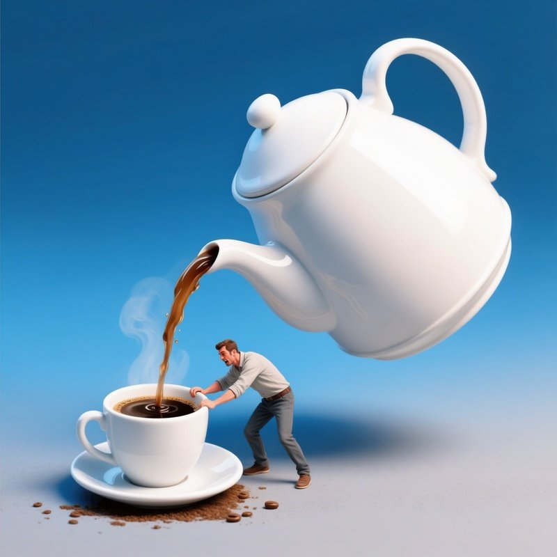 A Man Pouring Coffee From A Giant Kettle Into A Cup Coffee Scale