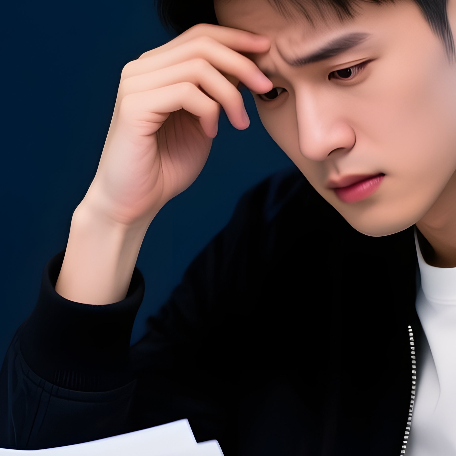 A Man Reading A Document At A Desk Work Concentration - Full Resolution Quality Preview