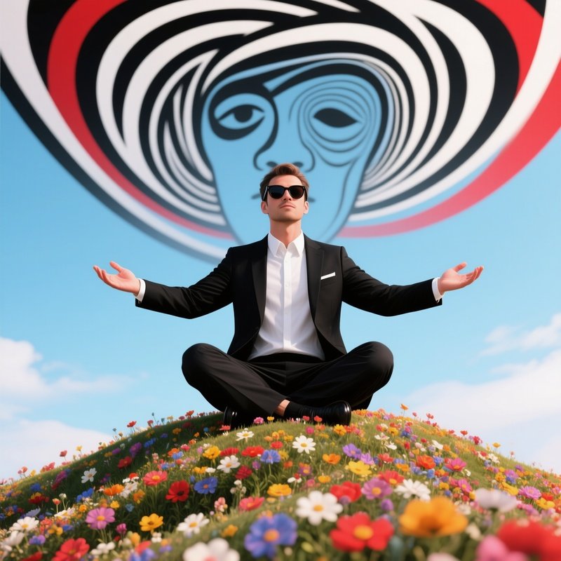 A Man Sitting On A Hillside Surrealism Digital Art