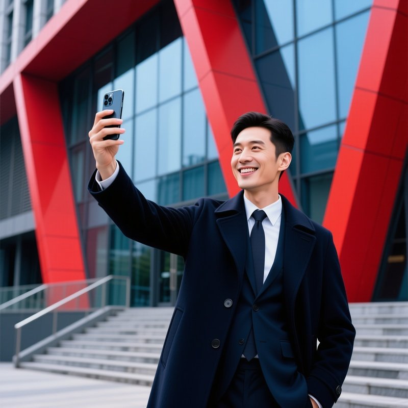 A Man Taking A Selfie Selfie Outdoors