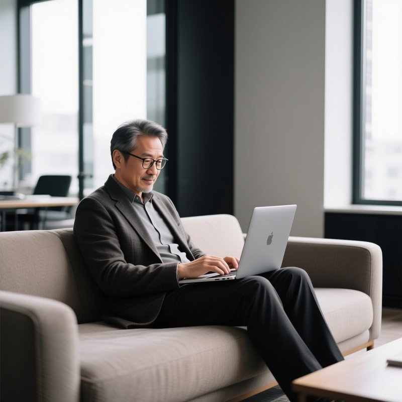 A Man Using A Laptop Man Laptop