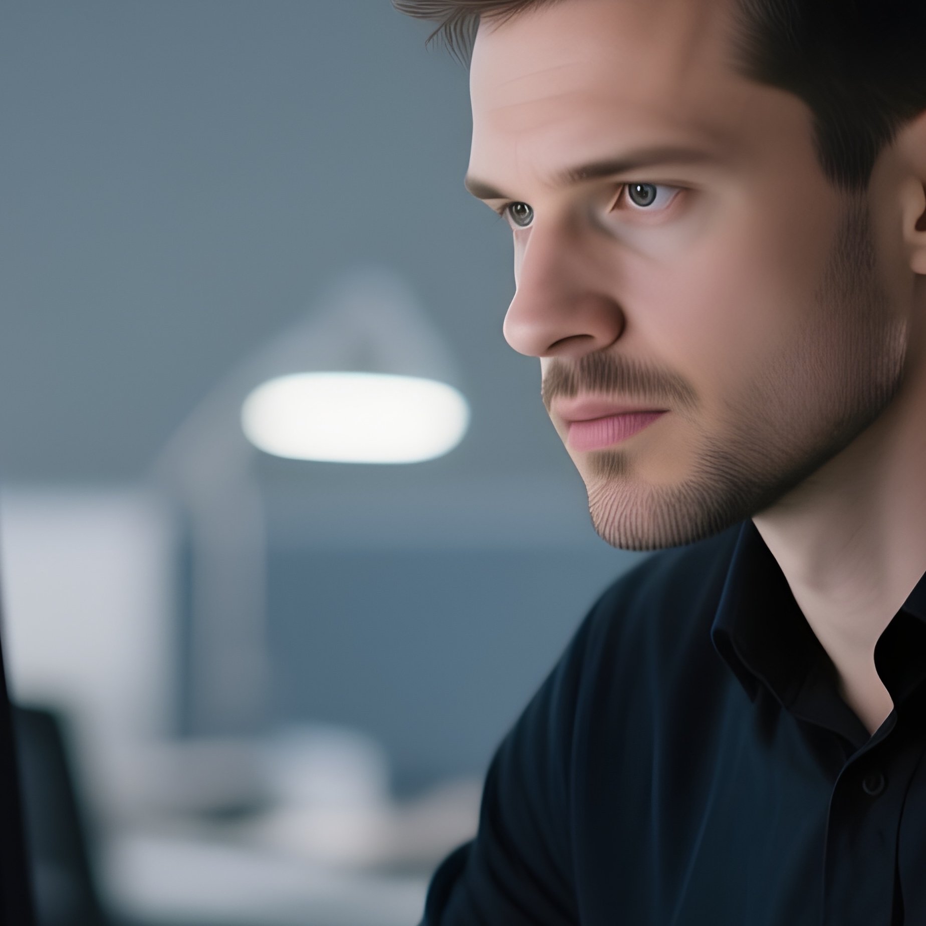 A Man Working At Computer - Full Resolution Quality Preview