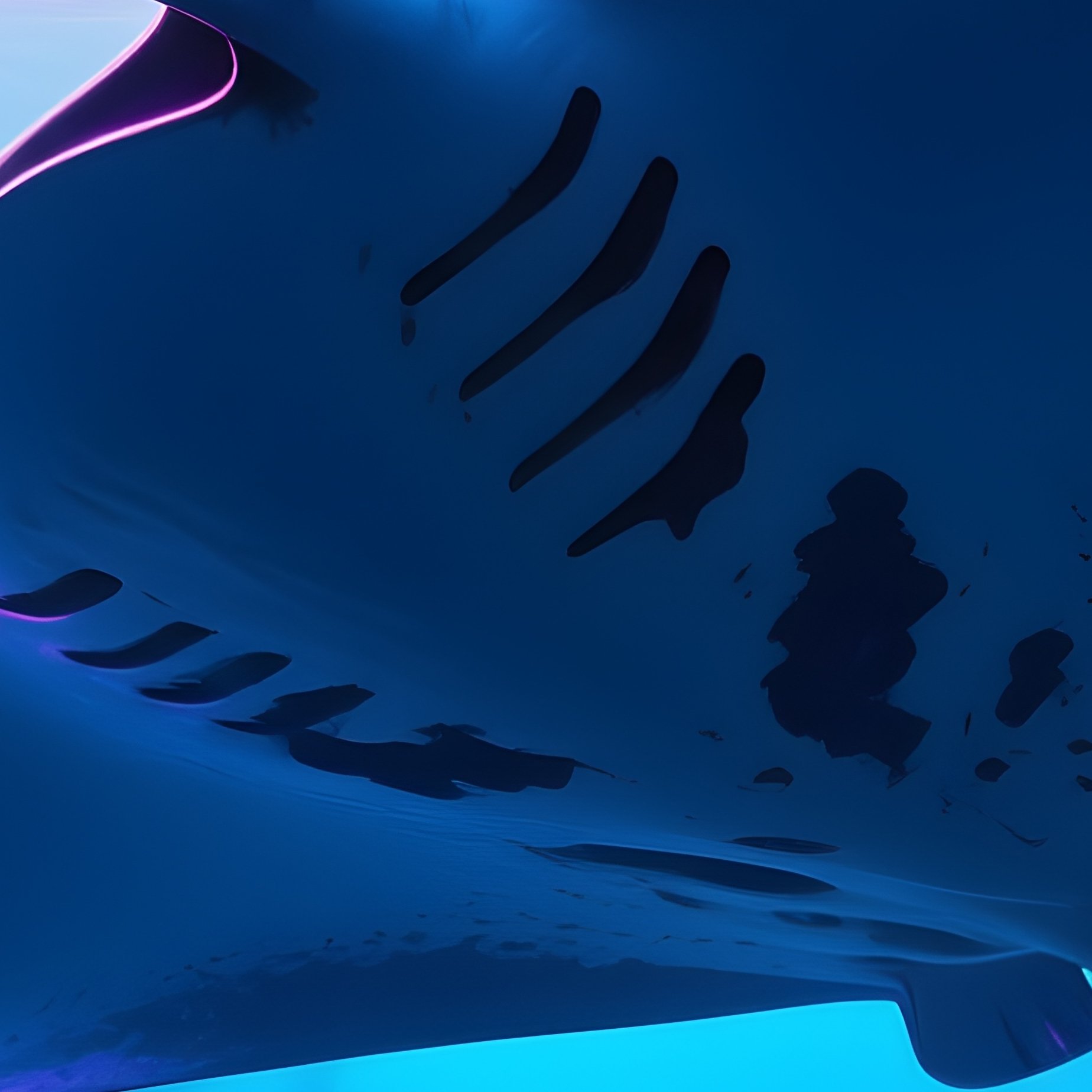 A Manta Ray Silhouetted Underwater Towards The Rising Sun Science Fiction - Full Resolution Quality Preview
