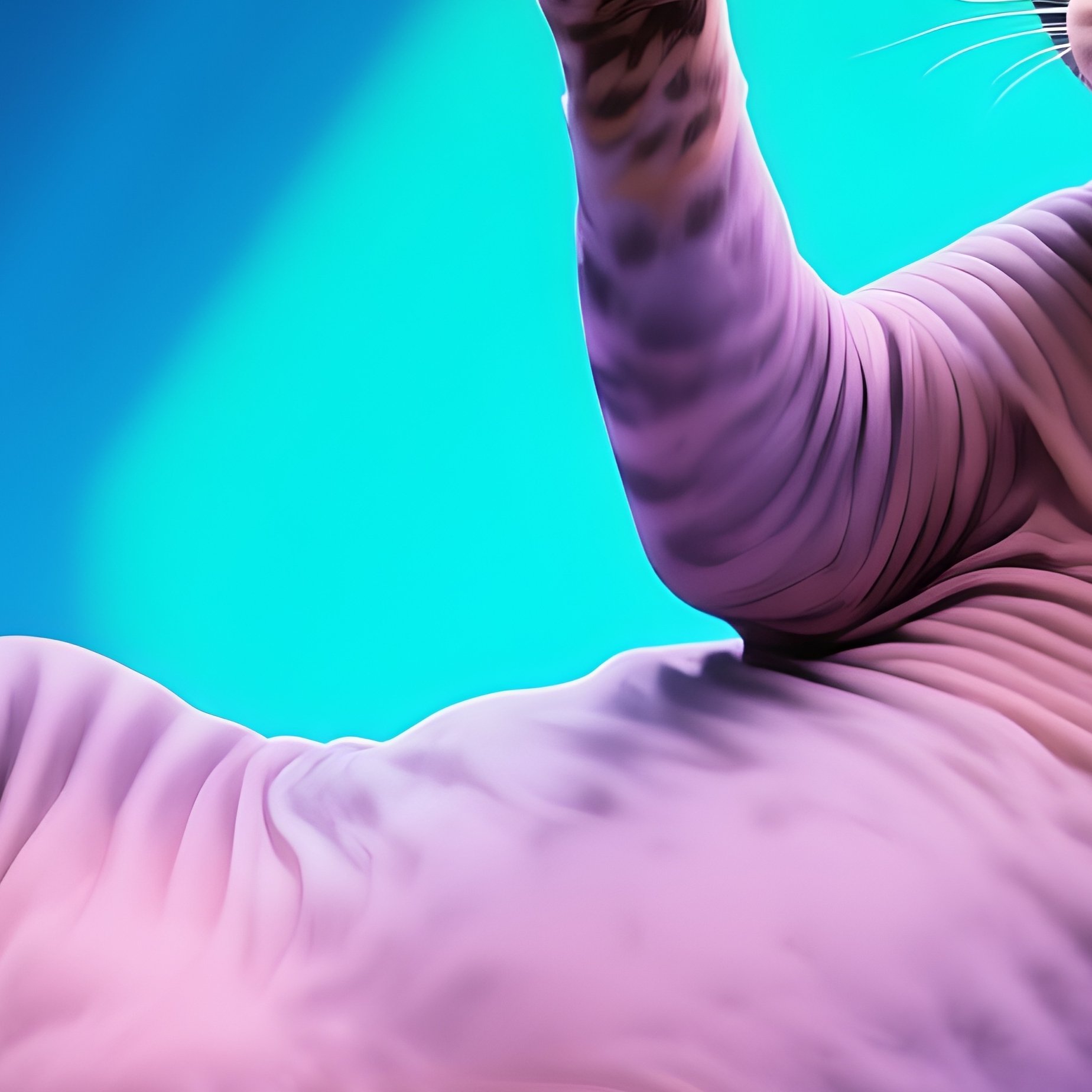 A Manx Cat In A Digital Art Science Fiction Setting With Four Paws Raised - Full Resolution Quality Preview