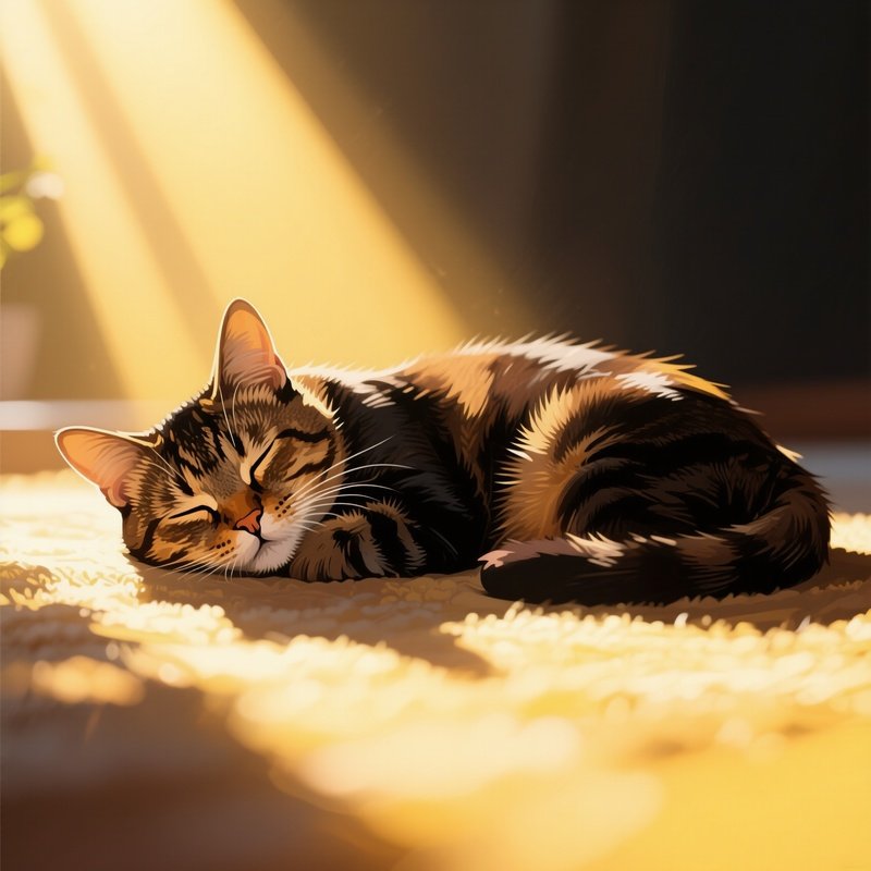A Manx Cat Sleeping In A Sunbeam Digital Art