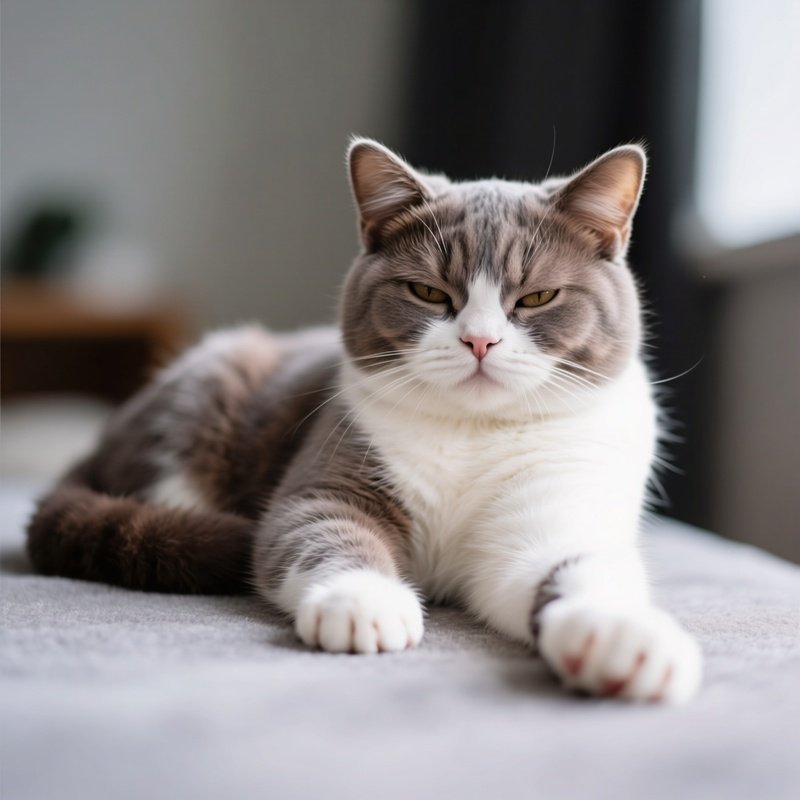 A Manx Chin Cat Resting On A Paw