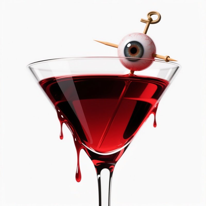 A Martini Glass Containing A Red Liquid And An Eyeball Martini