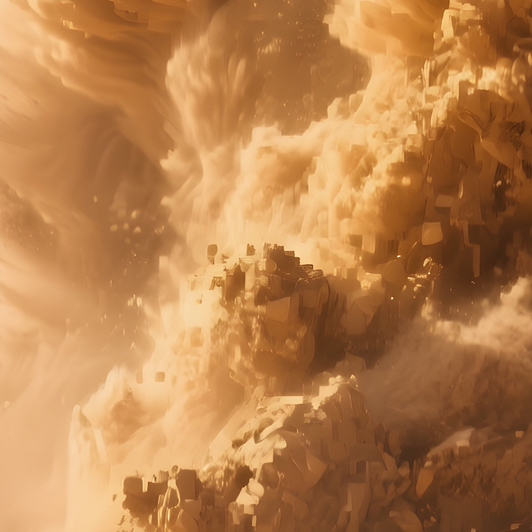 A Massive Sand Dune Collapsing Into A Golden Dust Avalanche. - Full Resolution Quality Preview