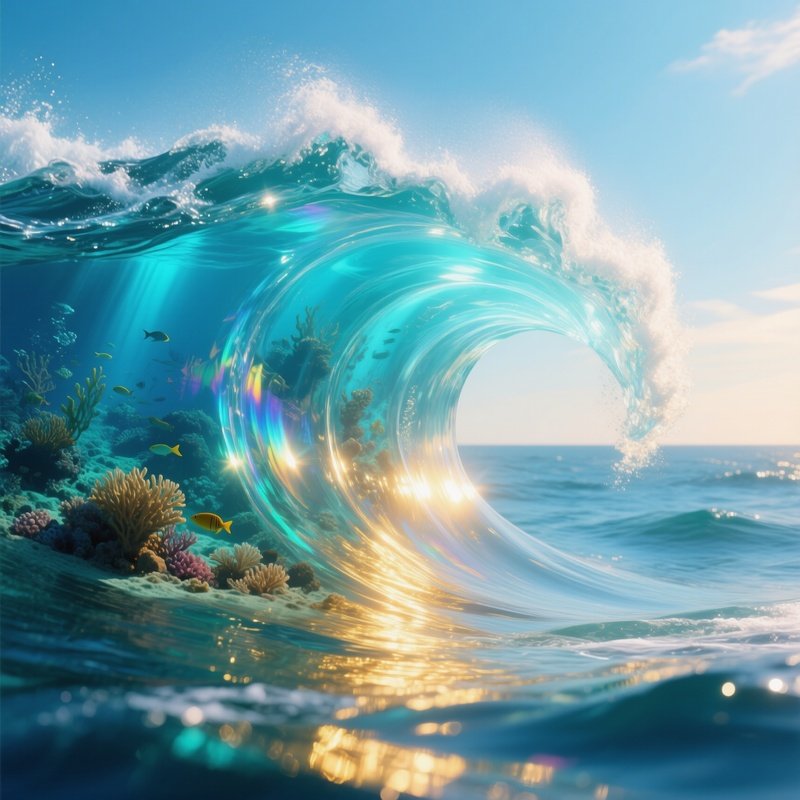 A Massive Wave Curling Into A Perfect Translucent Tube