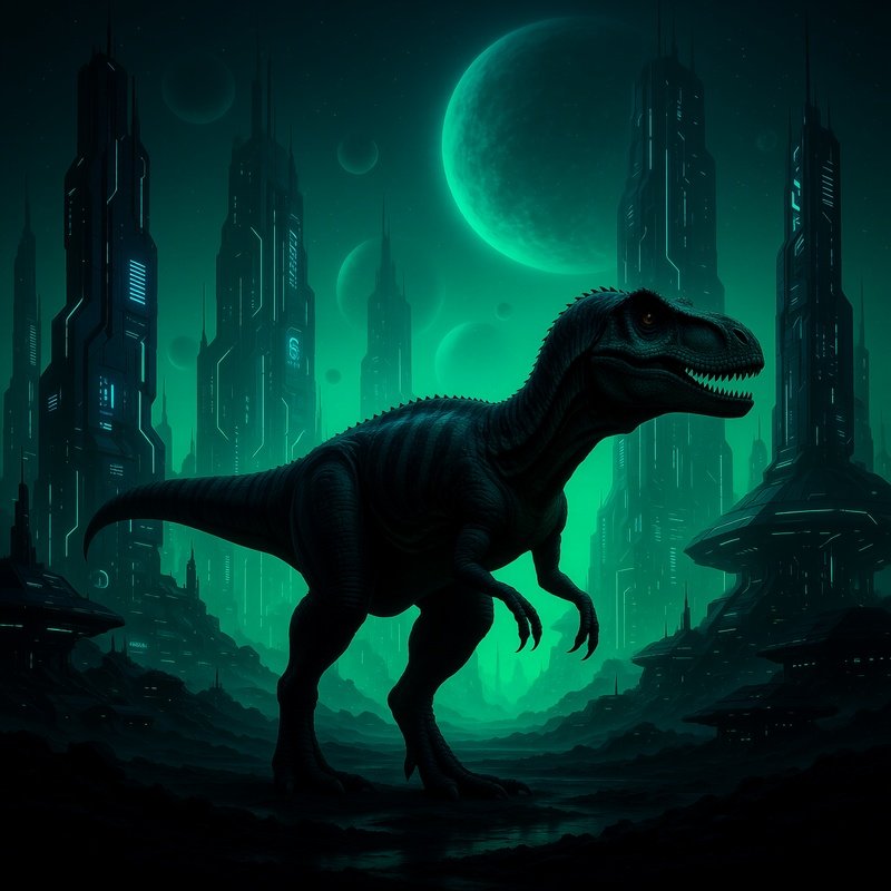 A Megalosaurus In Science Fiction Setting