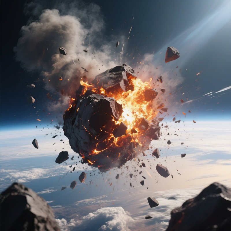 A Meteor Fragment Burning In The Atmosphere Moments Before Disintegration.