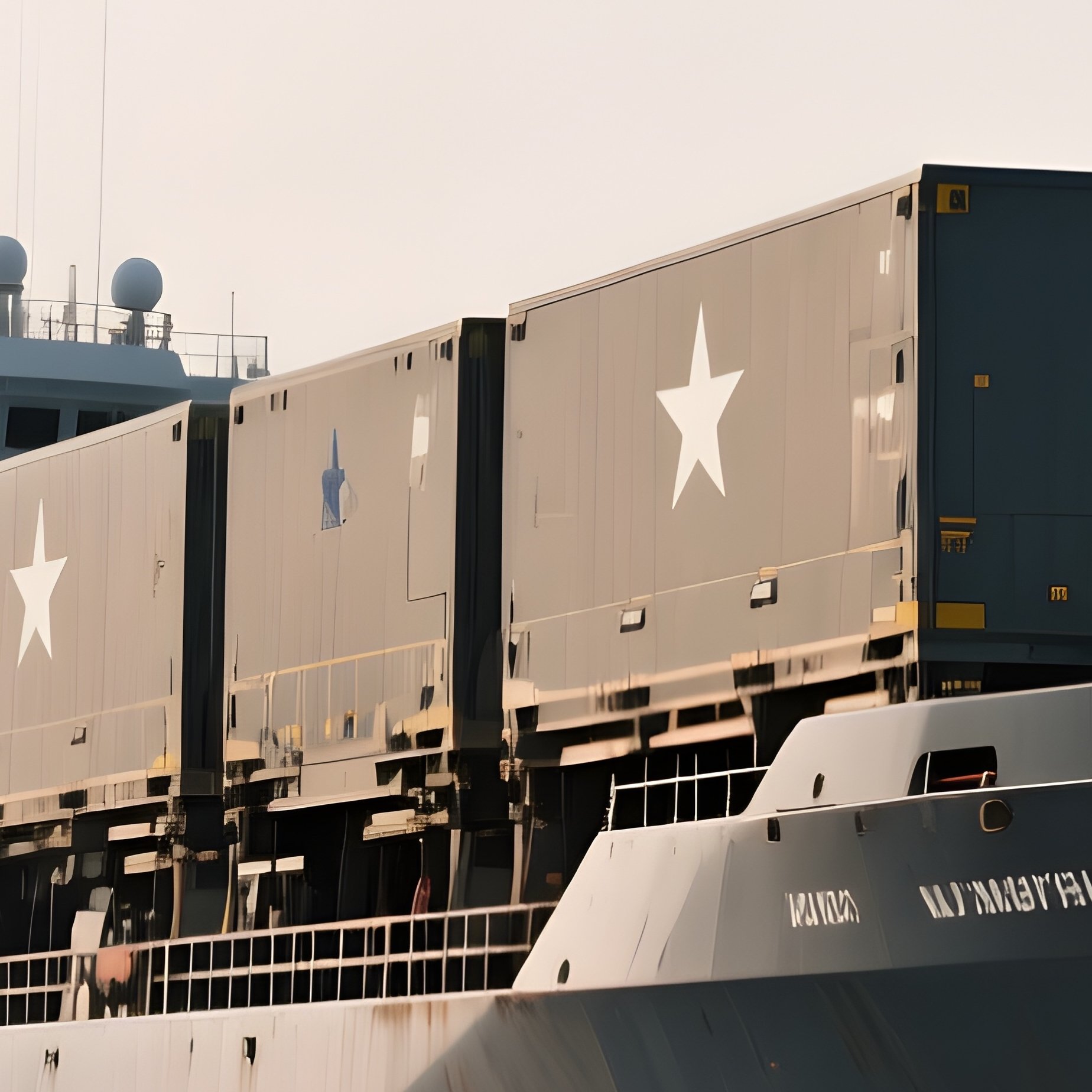 A Military Transport Ship Moving Slowly Through A Harbor - Full Resolution Quality Preview