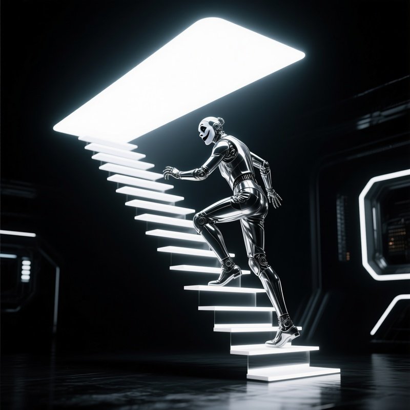 A Mime Climbing Invisible Stairs Under Soft Spotlight_3