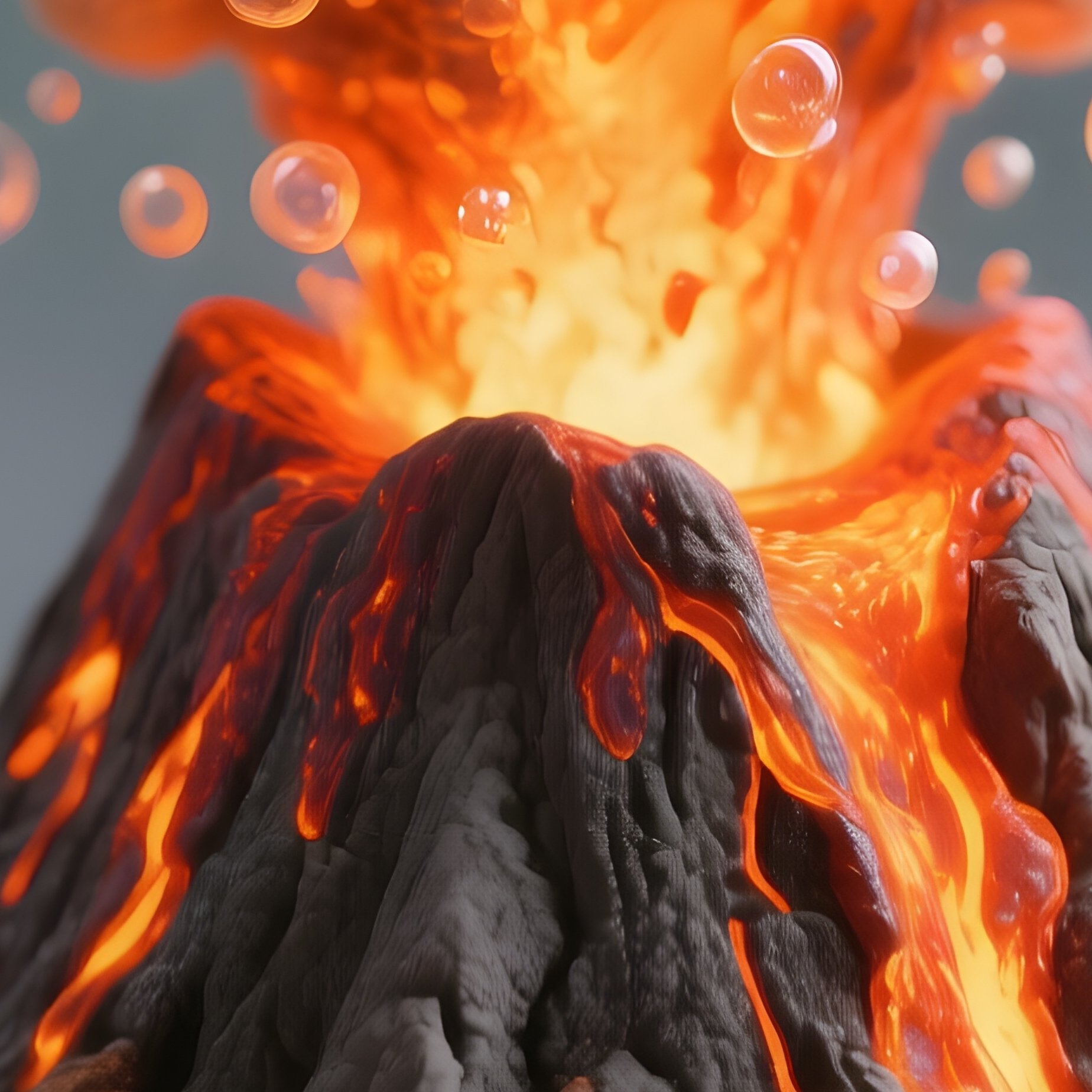 A Miniature Volcano Decoration Releasing Air Bubbles - Full Resolution Quality Preview