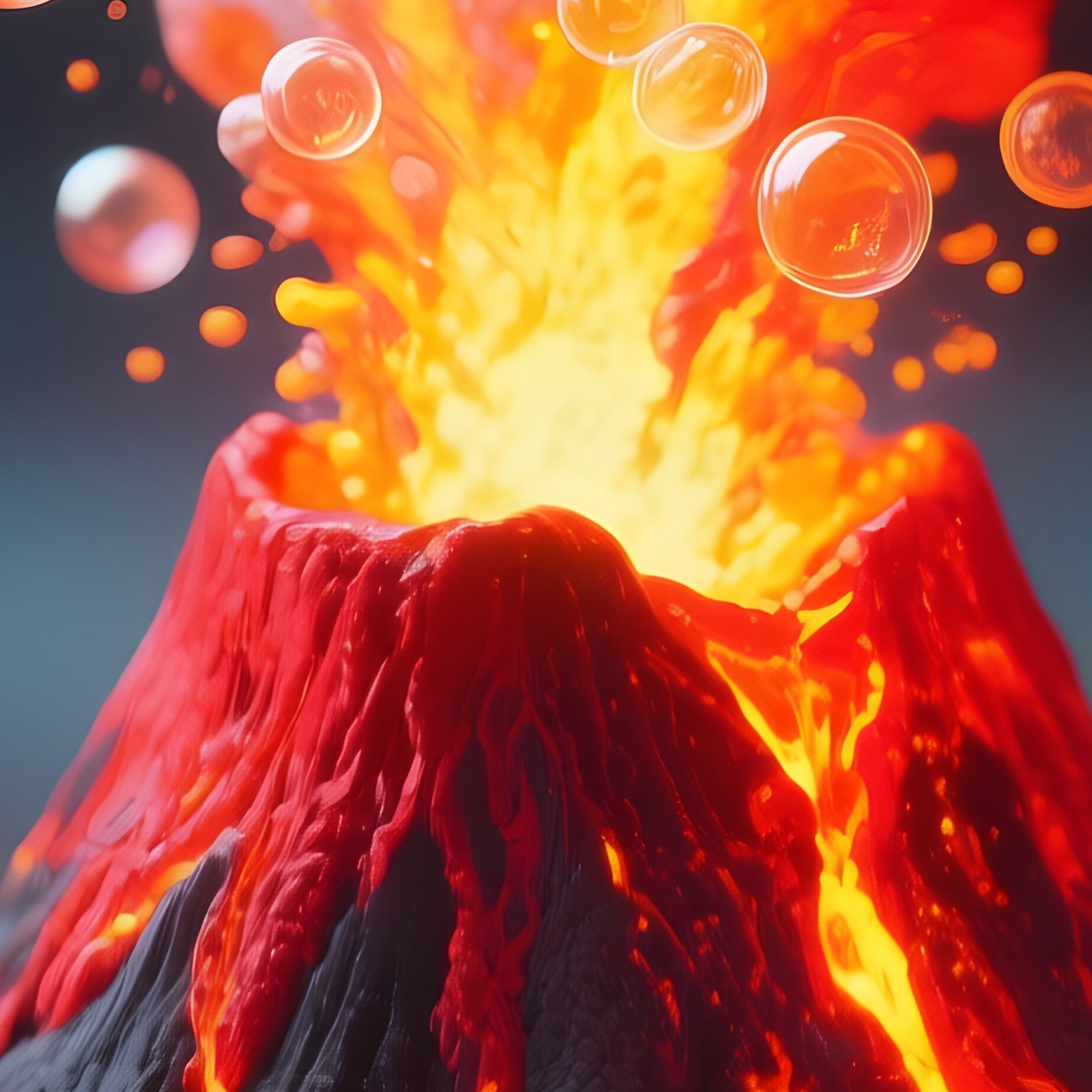 A Miniature Volcano Decoration Releasing Air Bubbles - Full Resolution Quality Preview