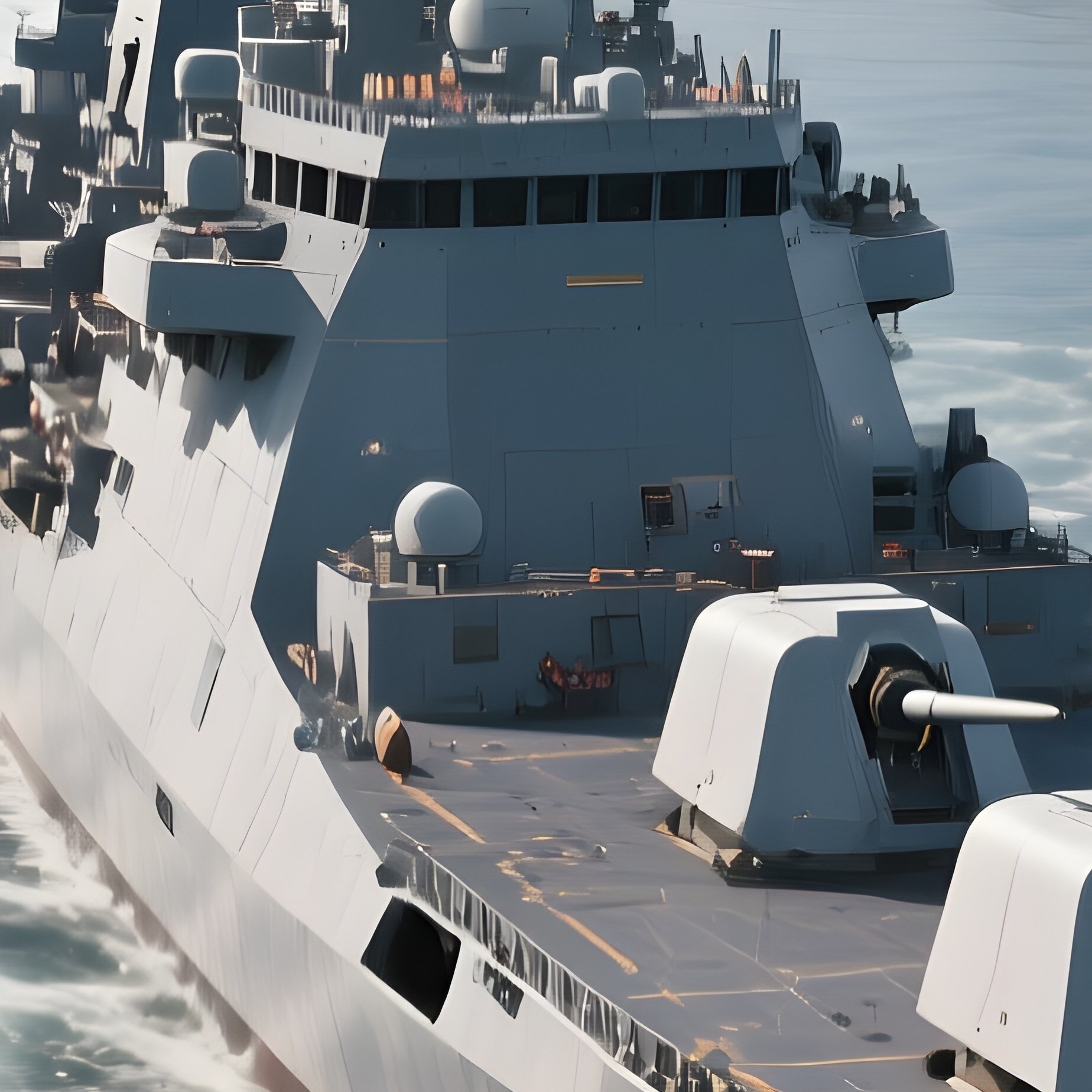 A Missile Cruiser Navigating A Wide Deepwater Channel - Full Resolution Quality Preview