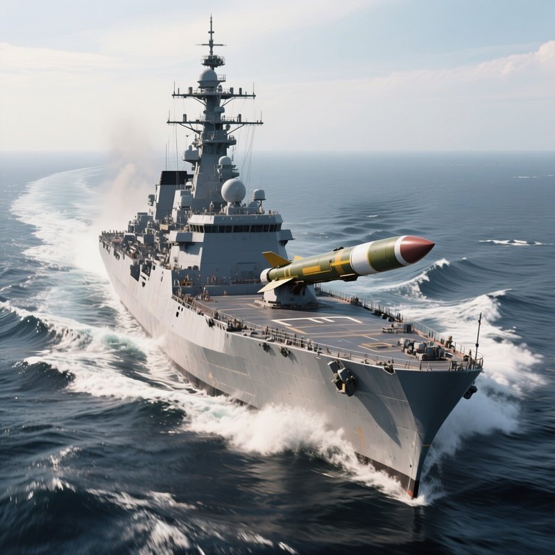 A Missile Cruiser Performing Wide Turning Maneuvers