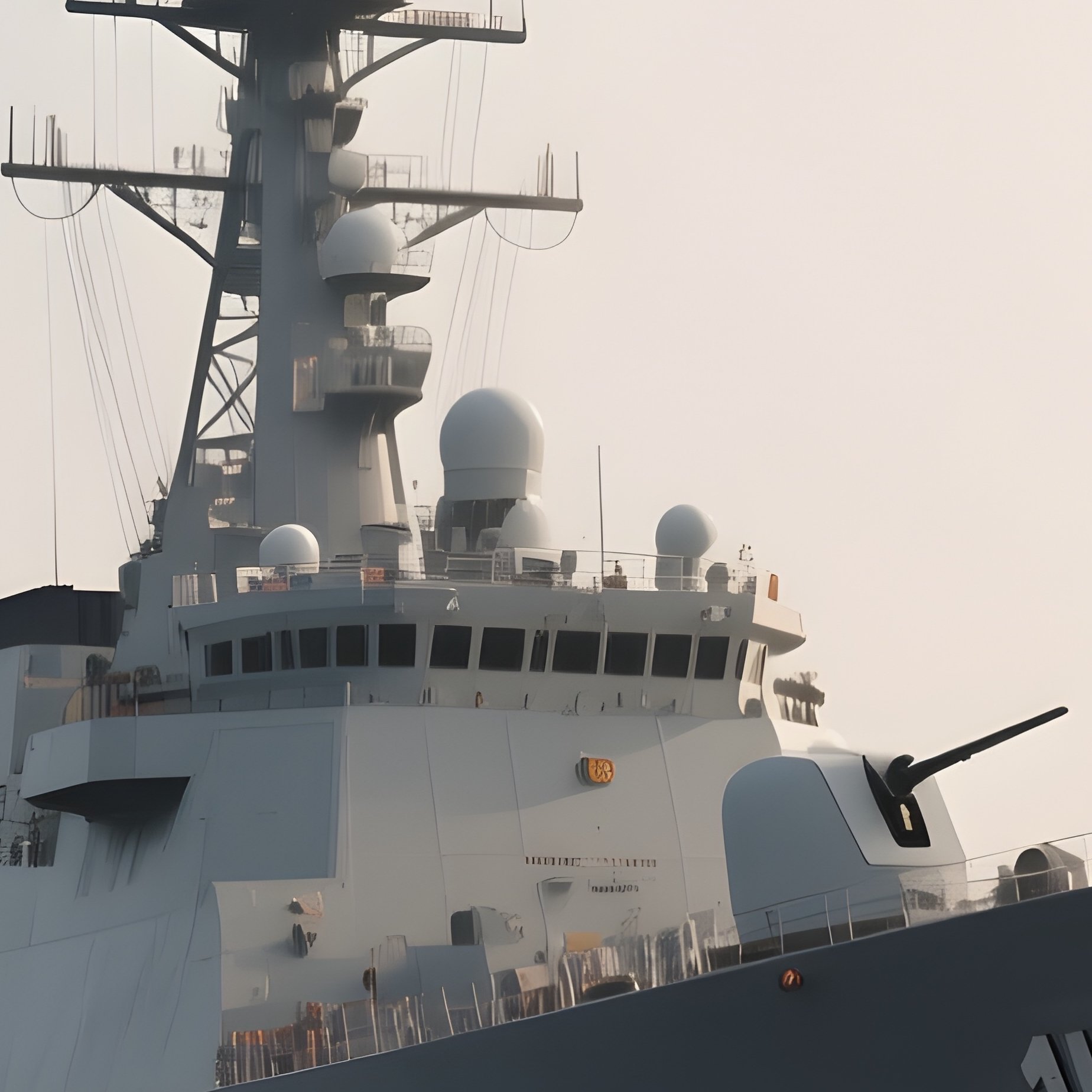 A Missile Frigate Dotting The Horizon In Hazy Conditions - Full Resolution Quality Preview