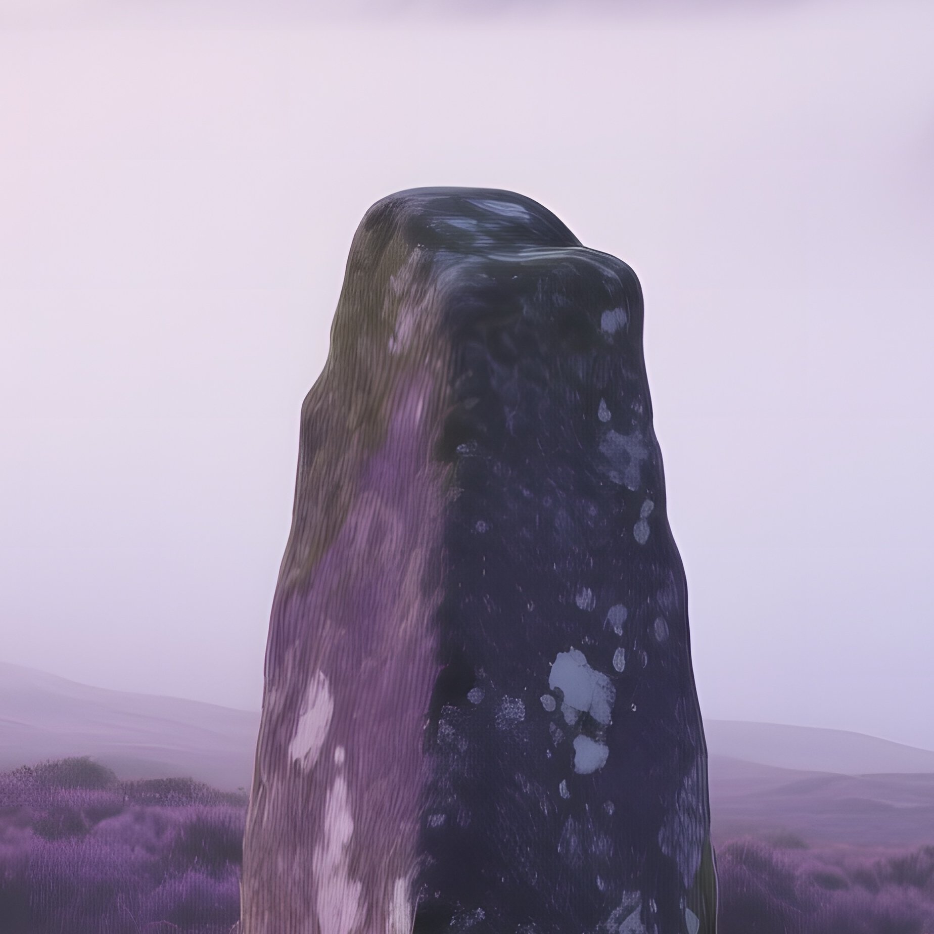 A Misty Moorland In Early Winter Dawn, Heather Turning Purple, Low Clouds Hugging The Ground, Lone - Full Resolution Quality Preview